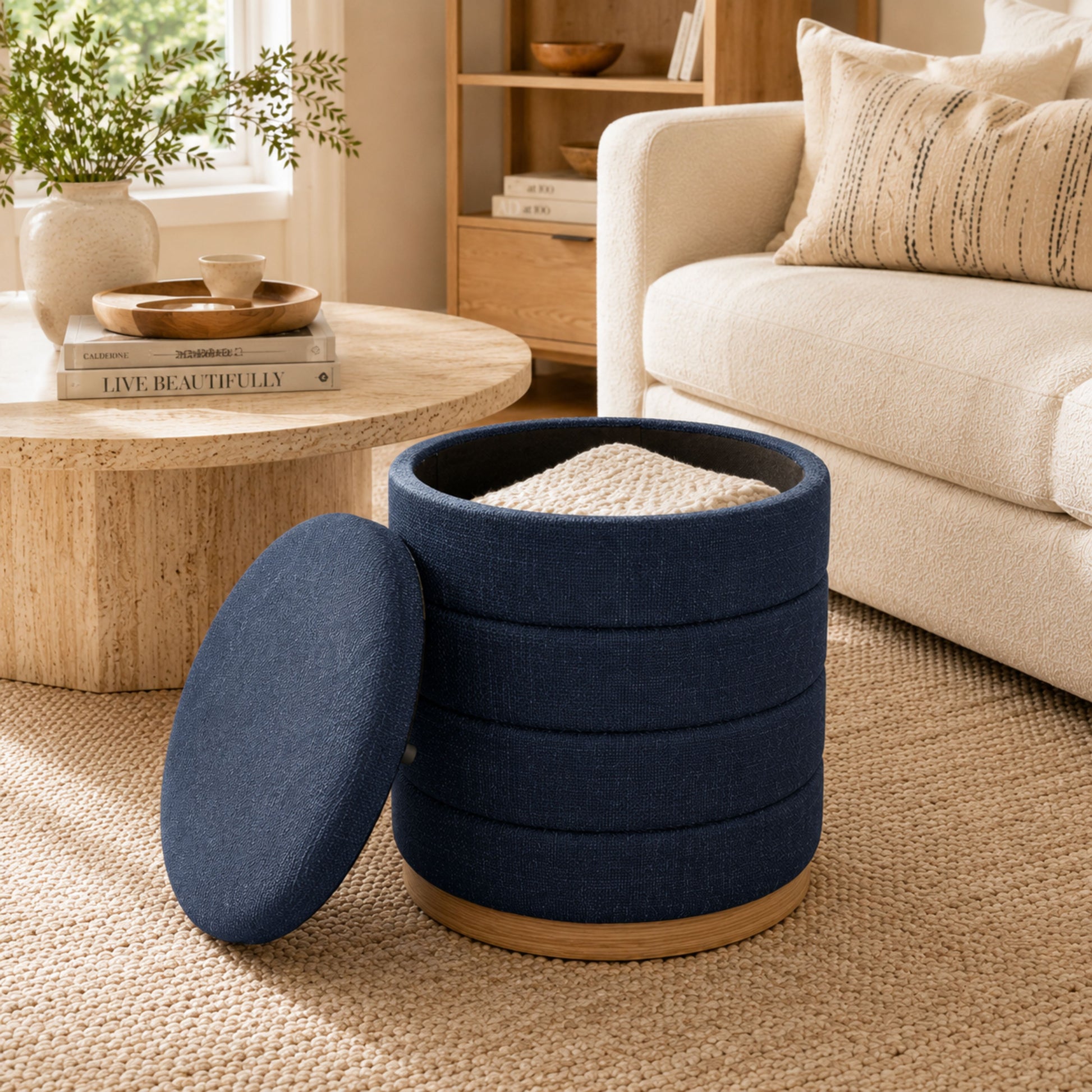 OT622 DARK BLUE OTTOMAN