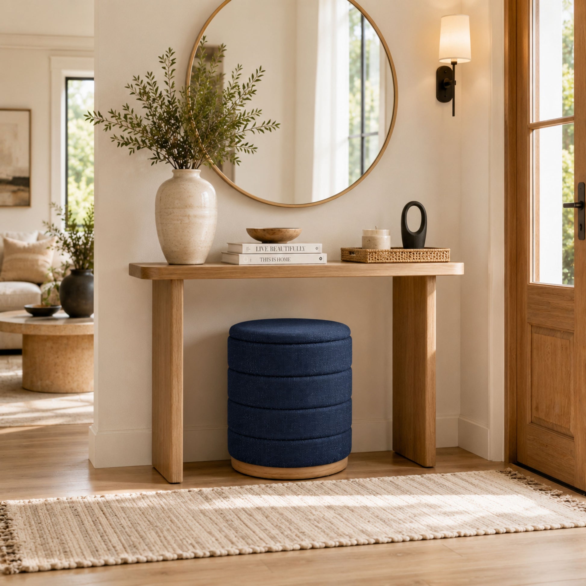 OT622 DARK BLUE OTTOMAN