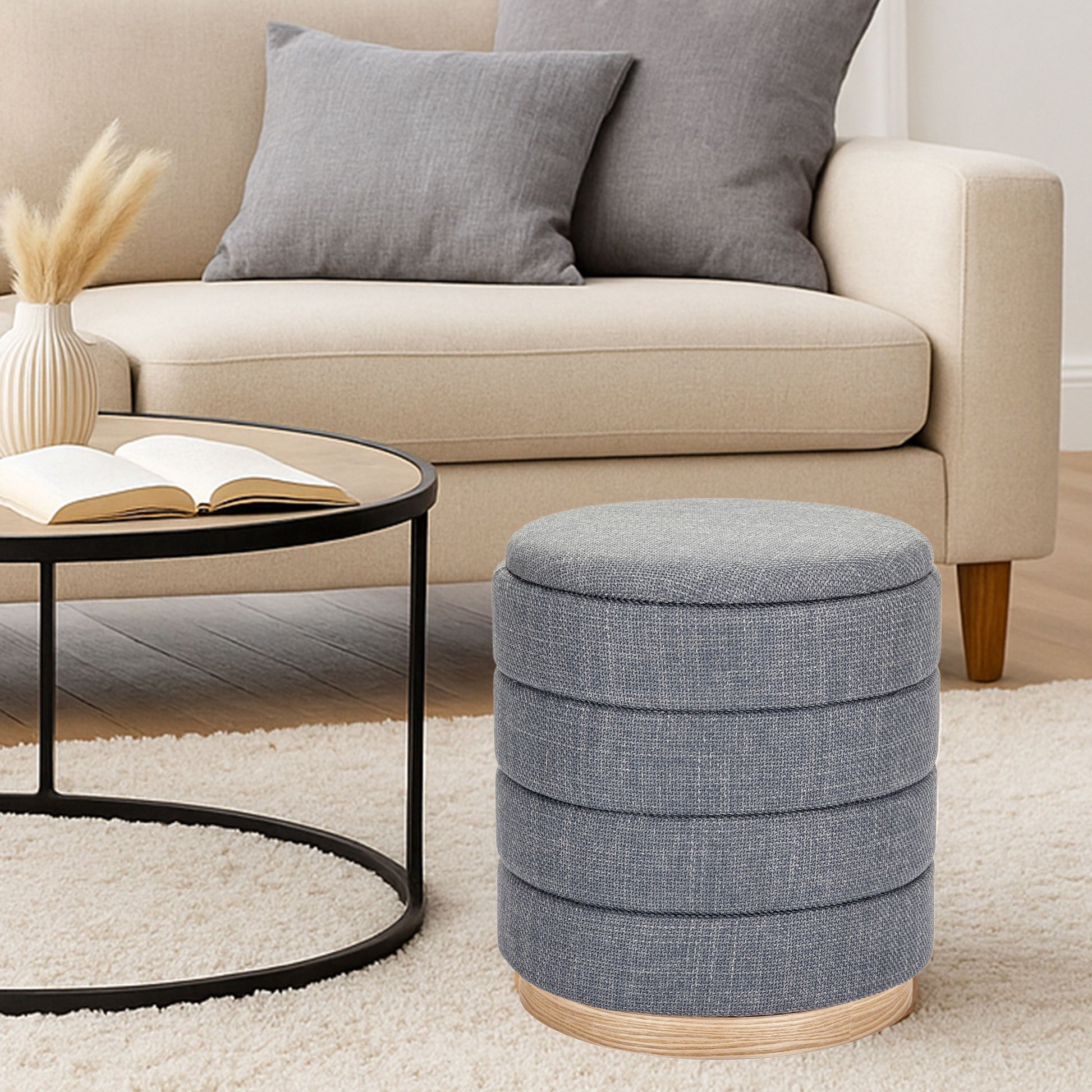OT622 GREY OTTOMAN