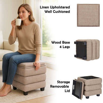 OT623 LIGHT BROWN OTTOMAN