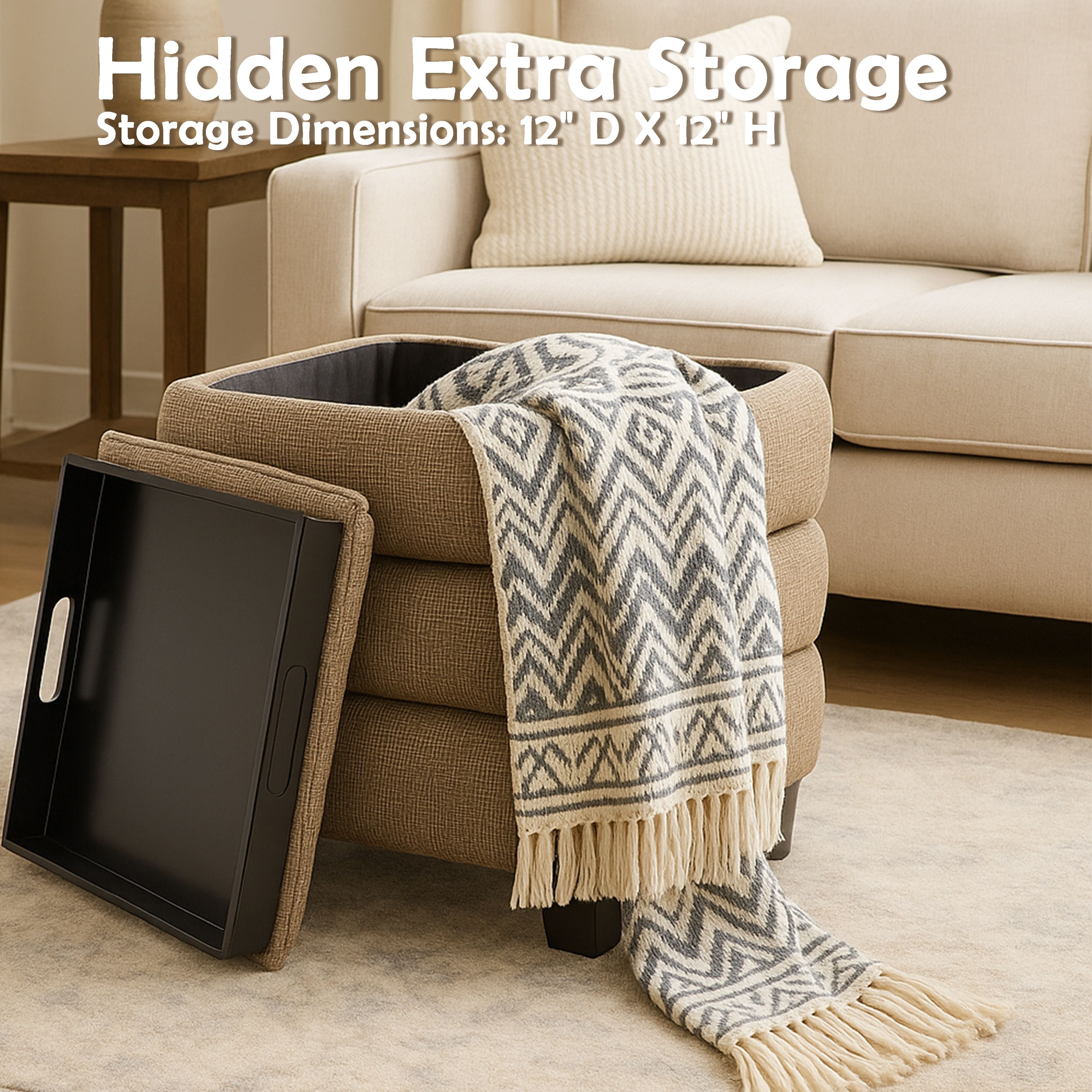 OT623 LIGHT BROWN OTTOMAN