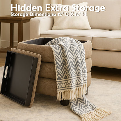 OT623 LIGHT BROWN OTTOMAN