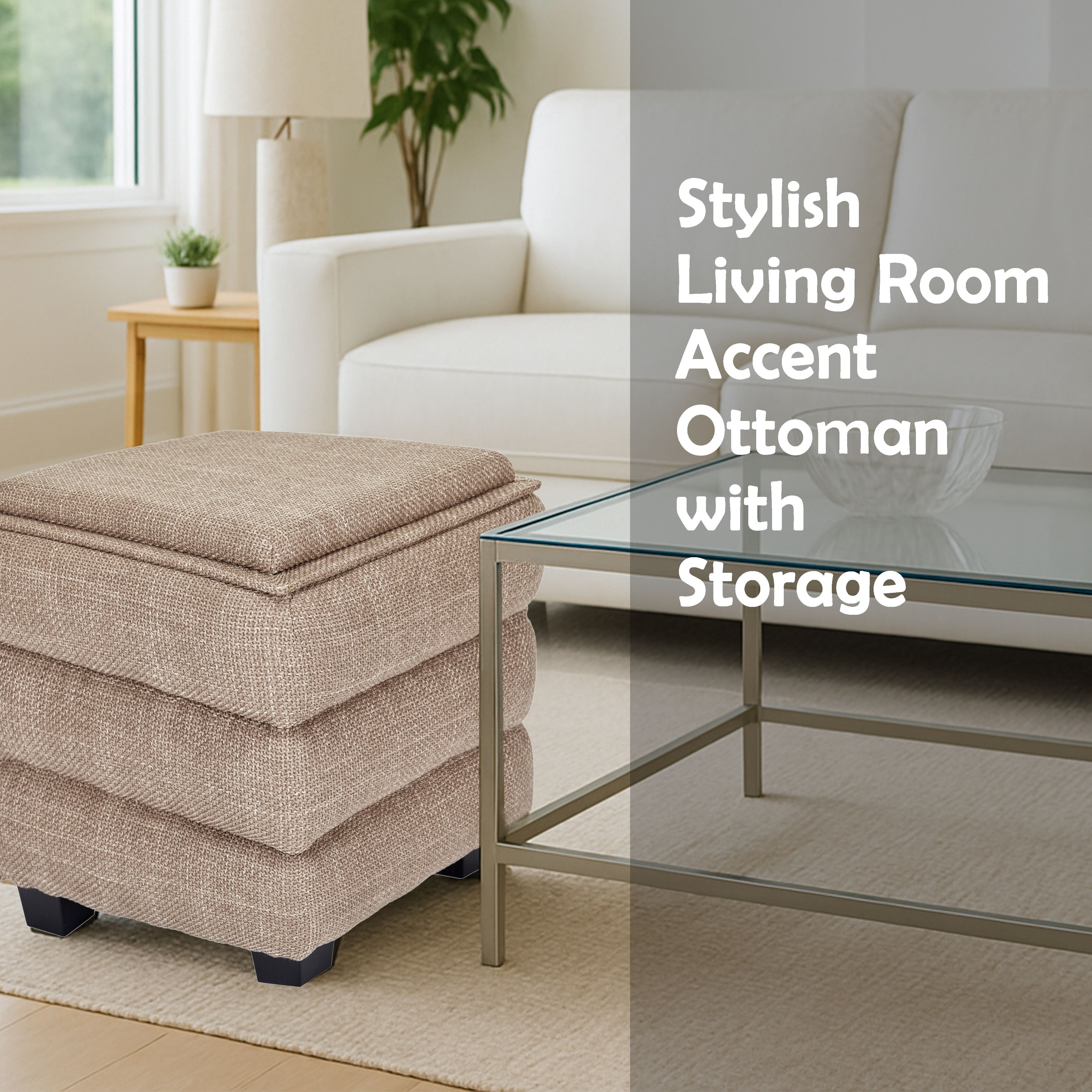 OT623 LIGHT BROWN OTTOMAN