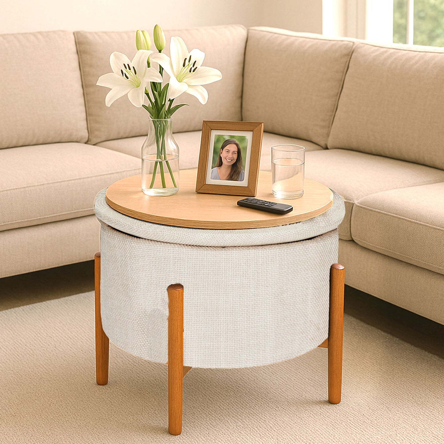 OT625 BEIGE OTTOMAN