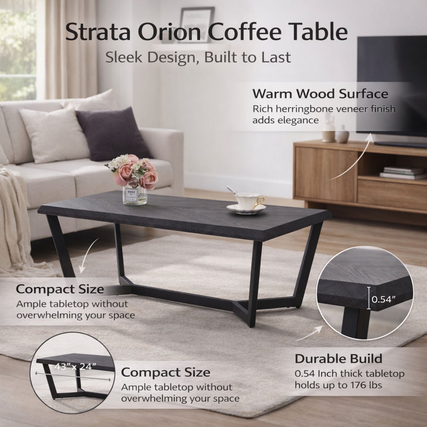 TB626 BONE-BLACK NESTING TABLE