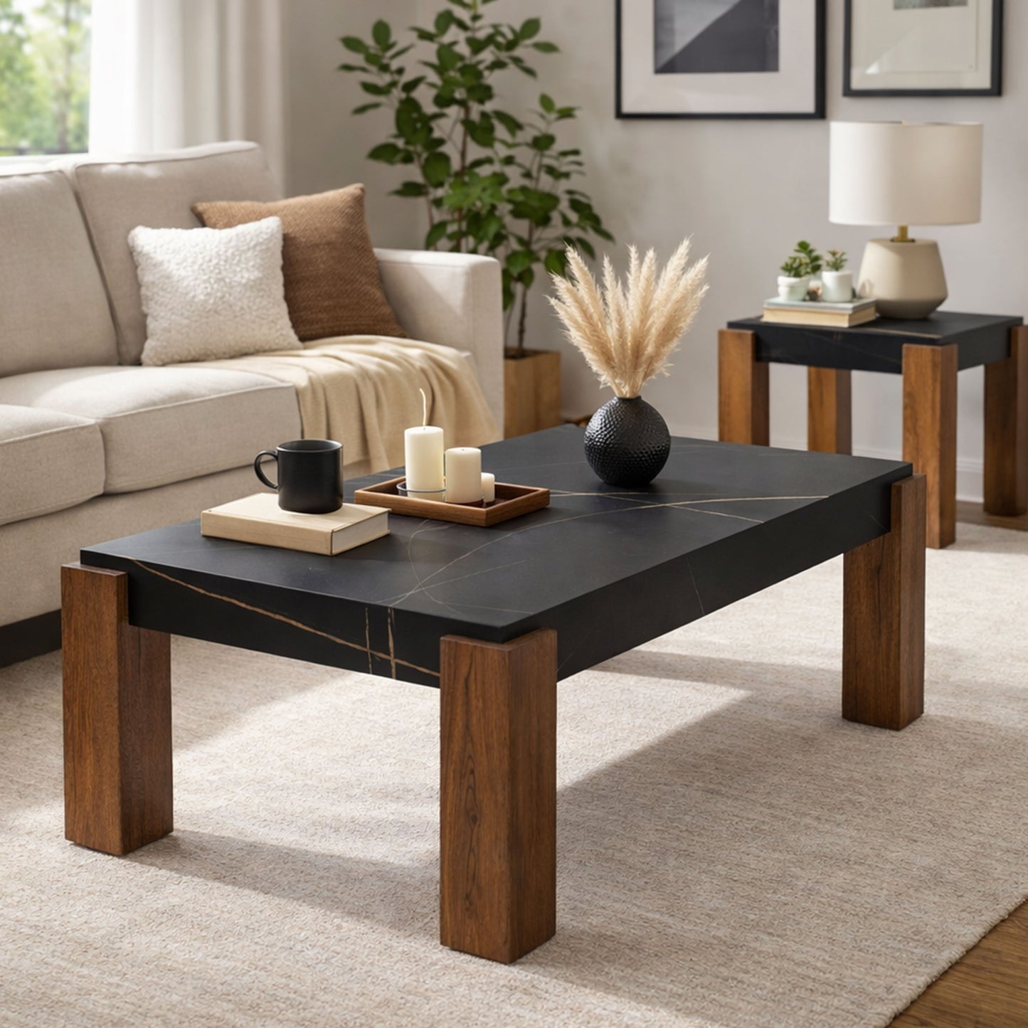 TB627 BLACK-BROWN NESTING TABLE