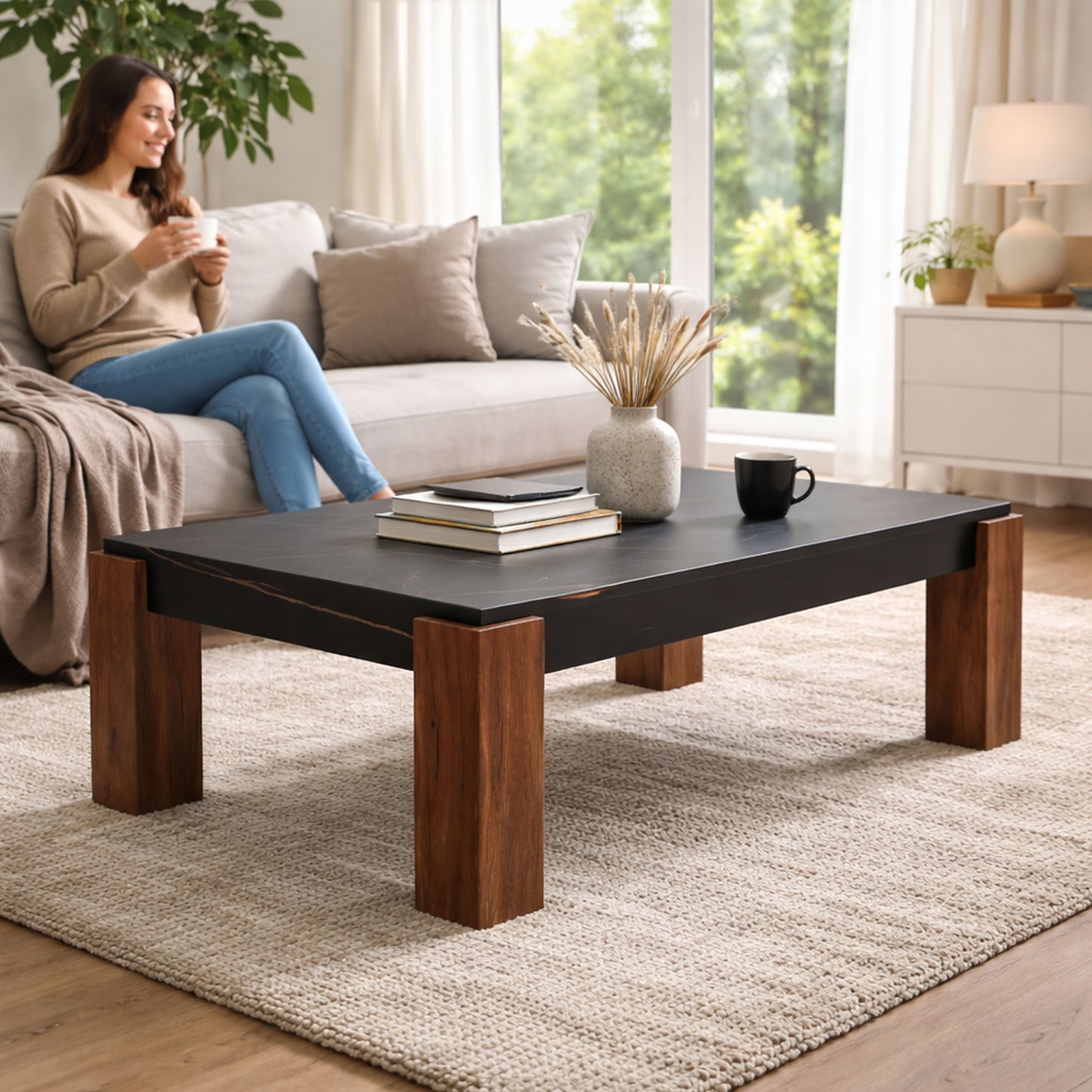 TB627 BLACK-BROWN NESTING TABLE