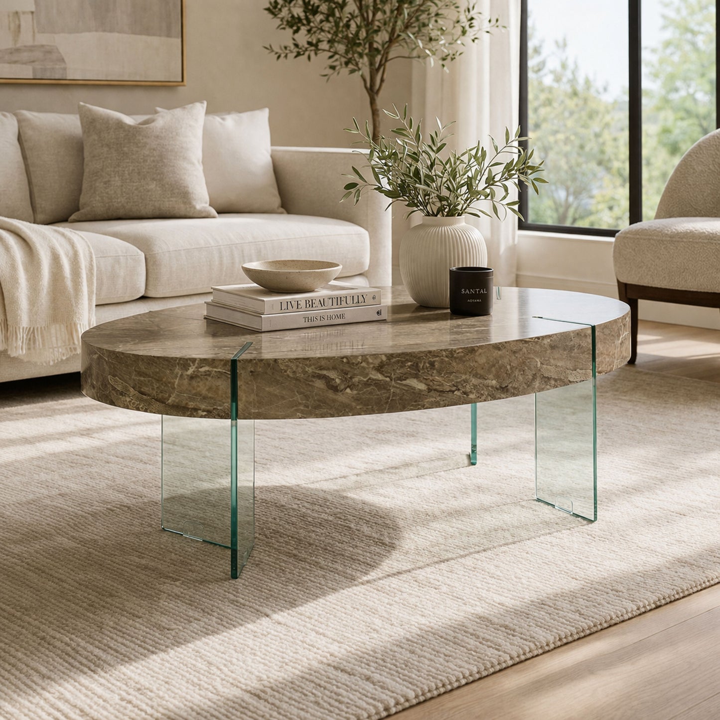 TB629 NATURAL MARBLE NESTING TABLE