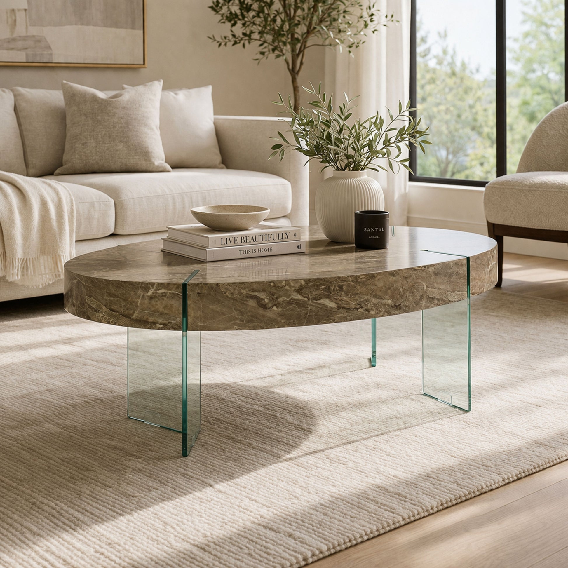TB629 NATURAL MARBLE NESTING TABLE