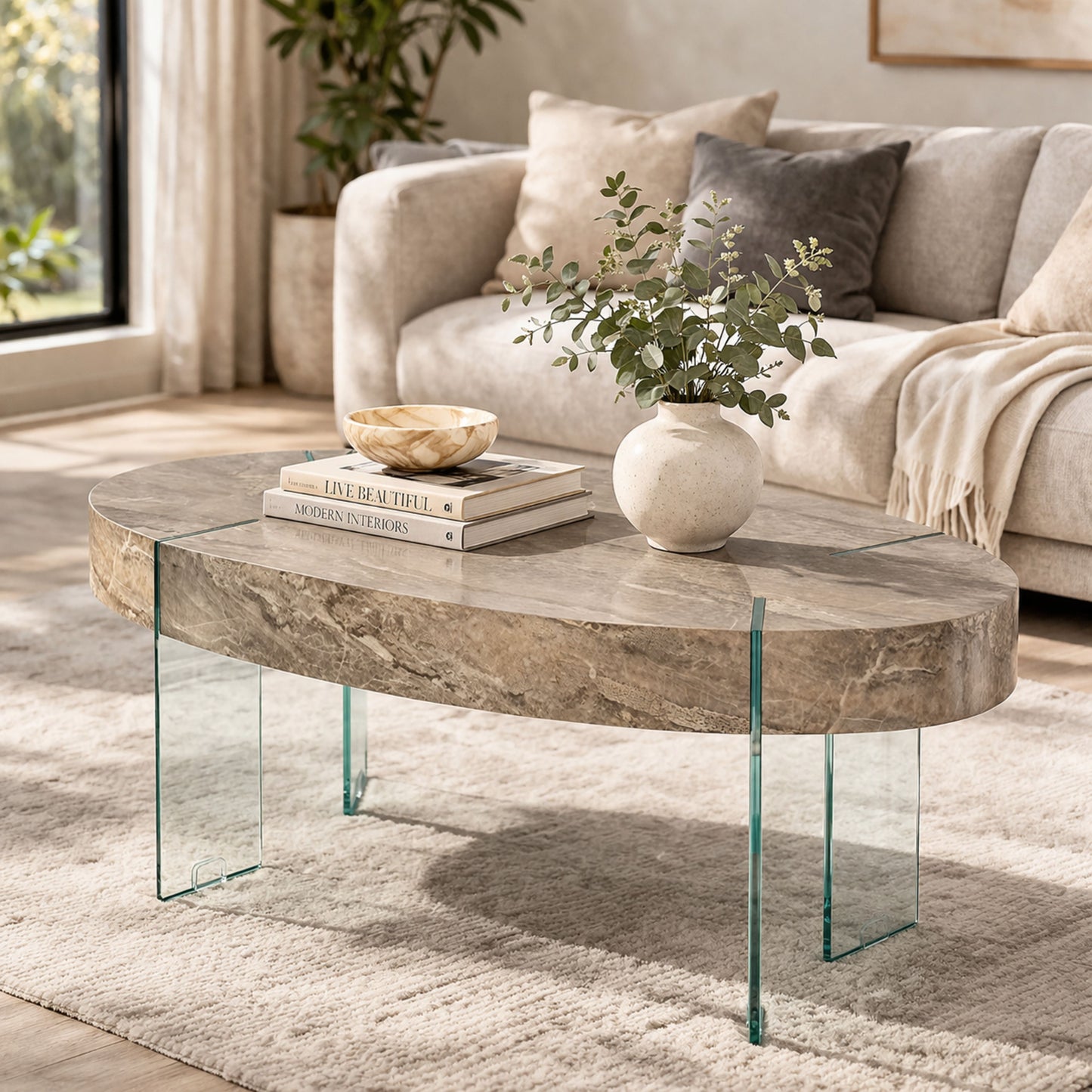TB629 NATURAL MARBLE NESTING TABLE