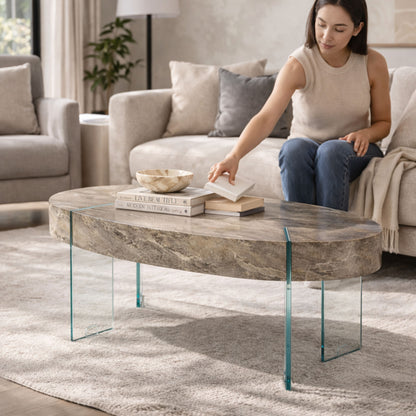 TB629 NATURAL MARBLE NESTING COFFEE TABLE