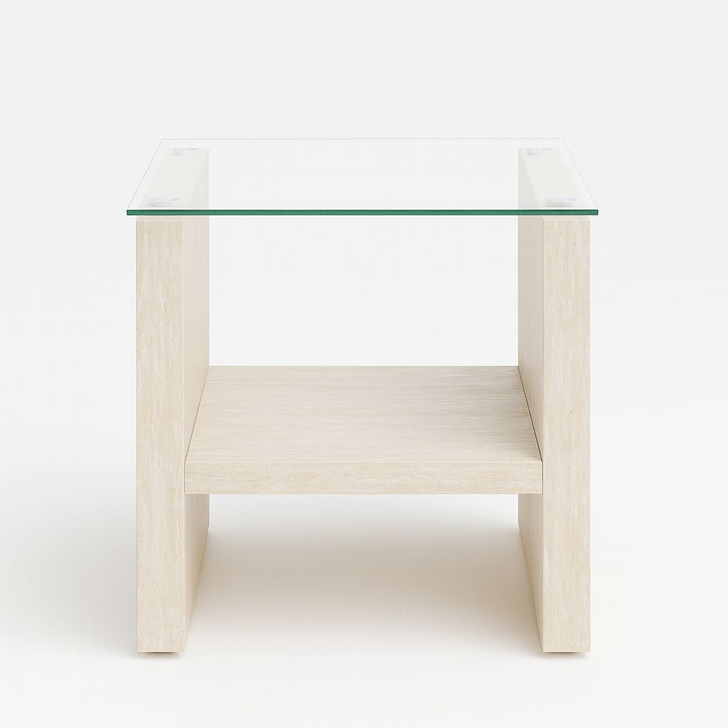 Strata Meridian Glass Top End Table - | Aria Home - Luxury Simplified
