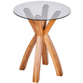 Modern Glass End Table With Criss Cross Base