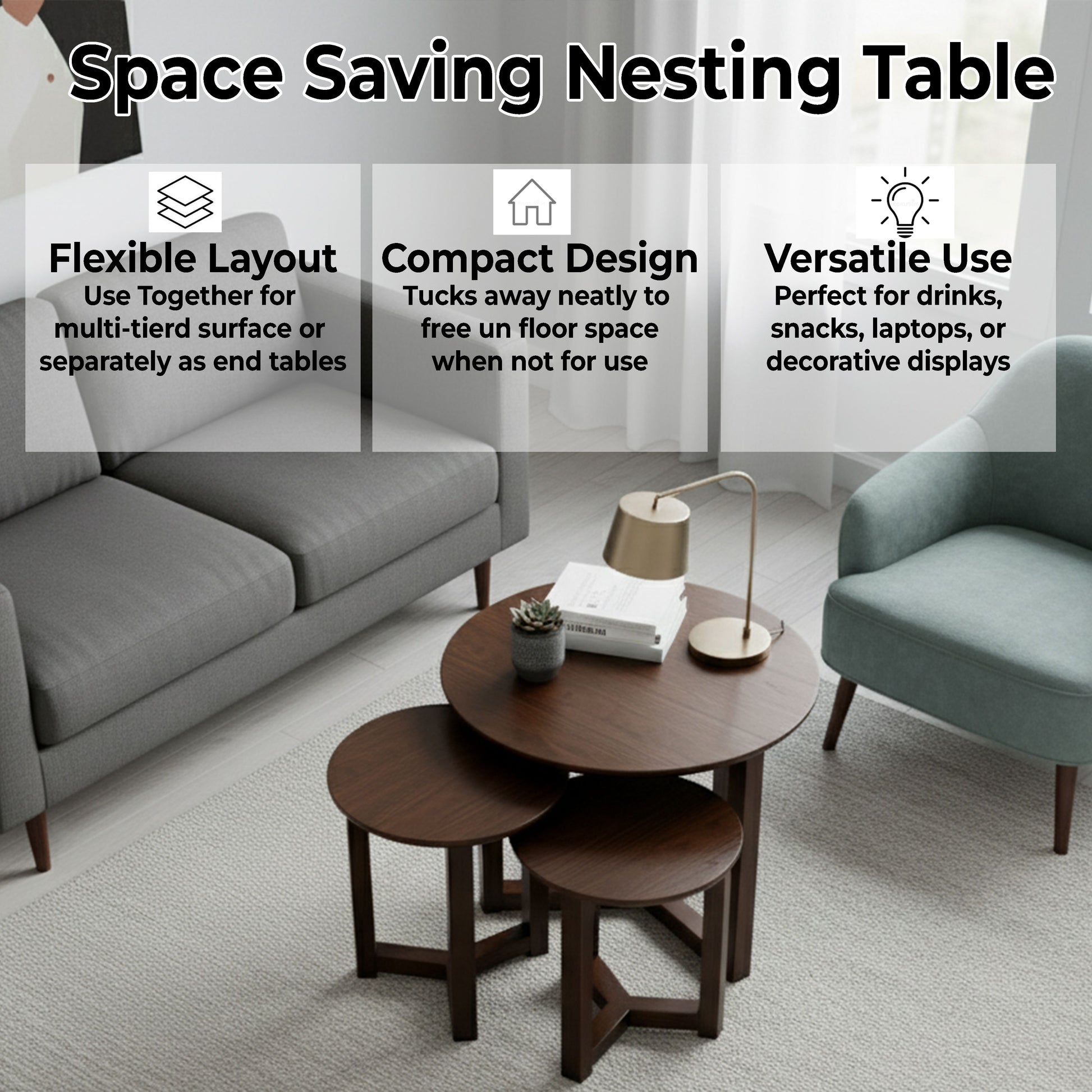 CTB639 BROWN NESTING TABLE