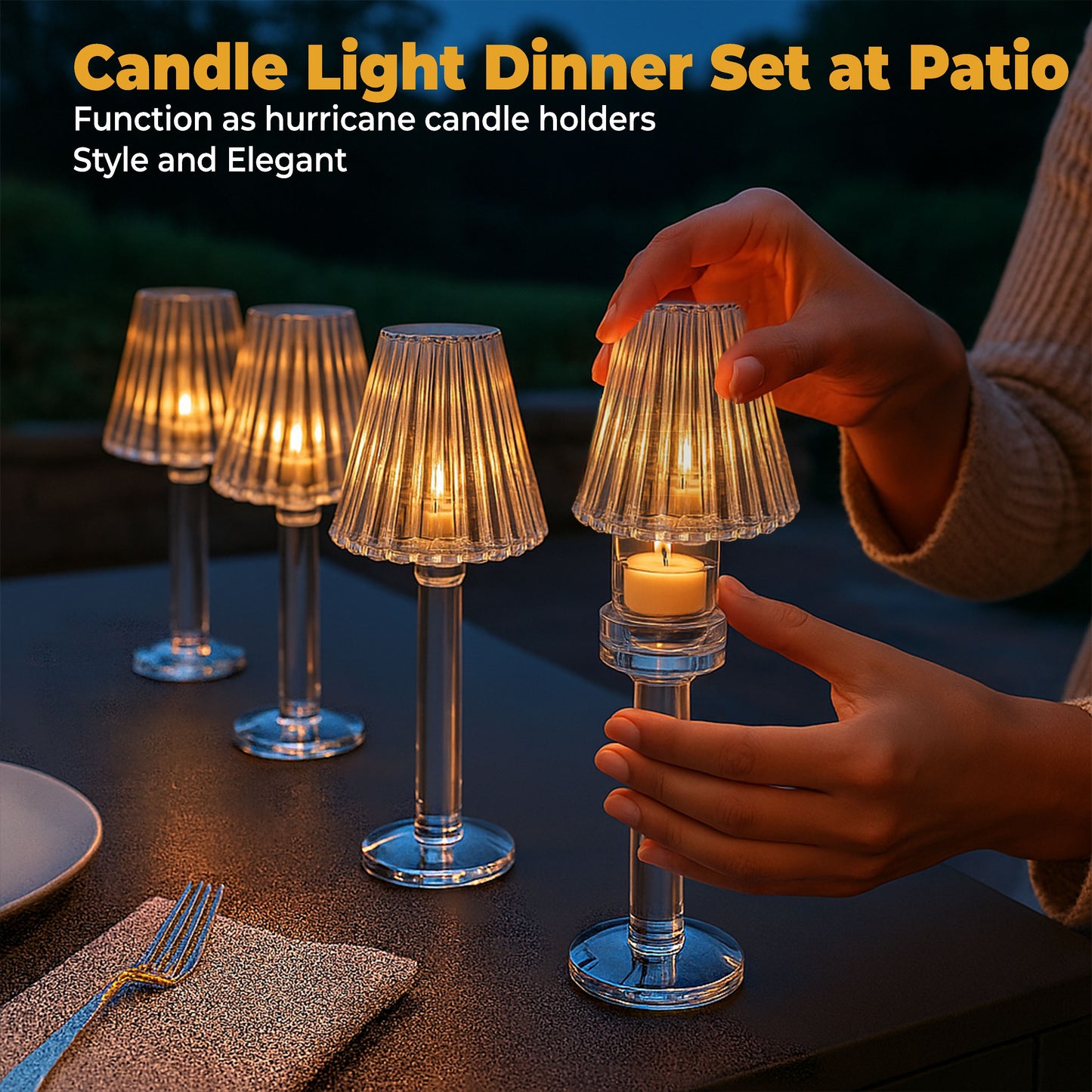 GL615 CHAMPAGNE CANDLE HOLDERS
