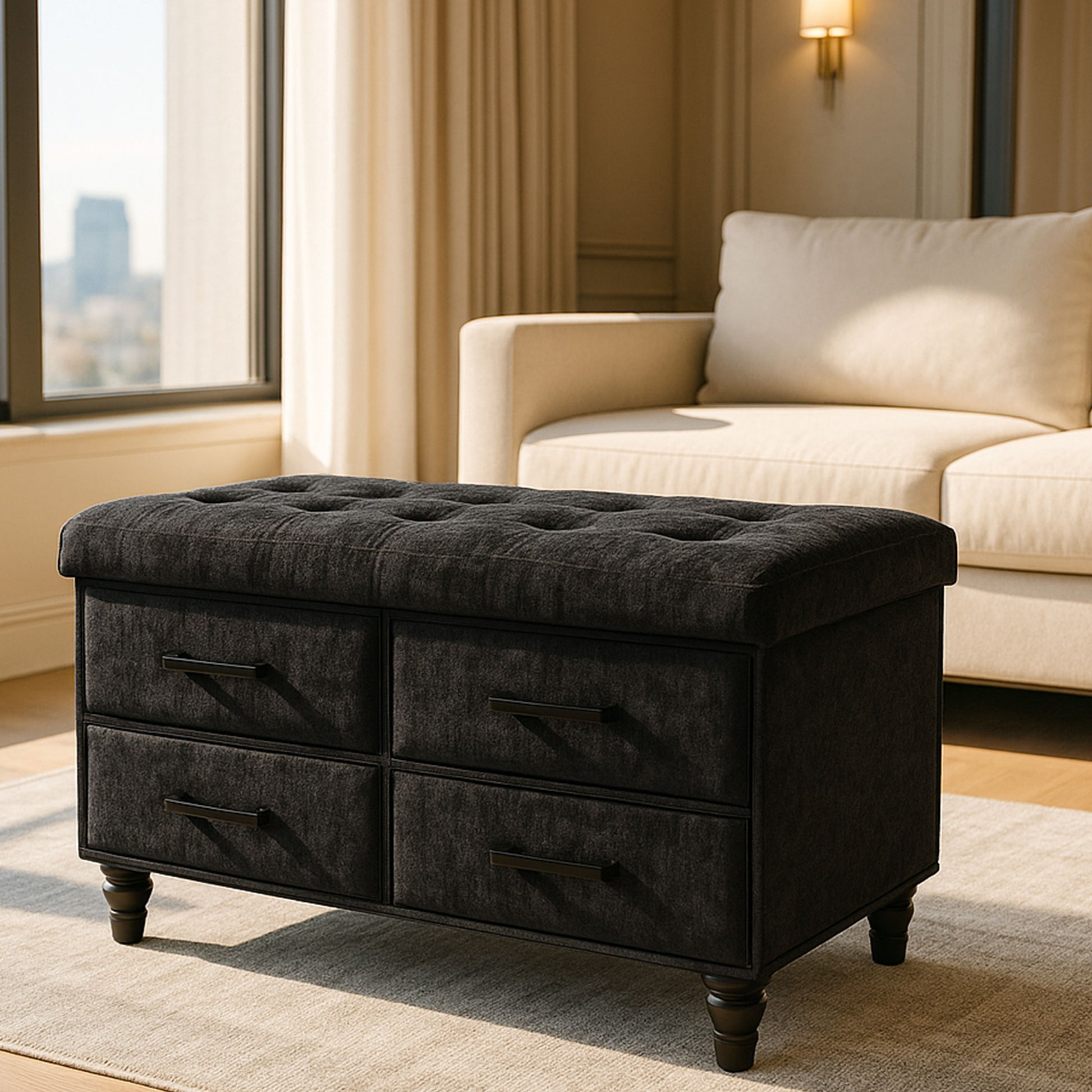 OT700 BLACK OTTOMAN