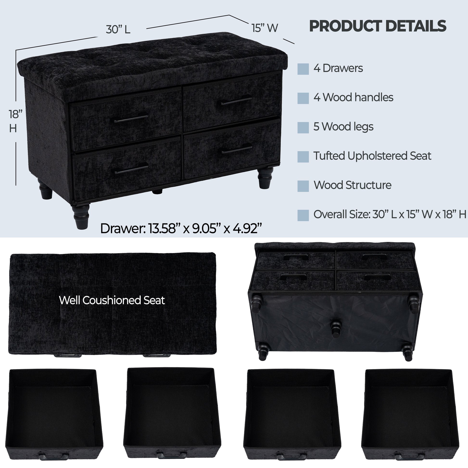 OT700 BLACK OTTOMAN