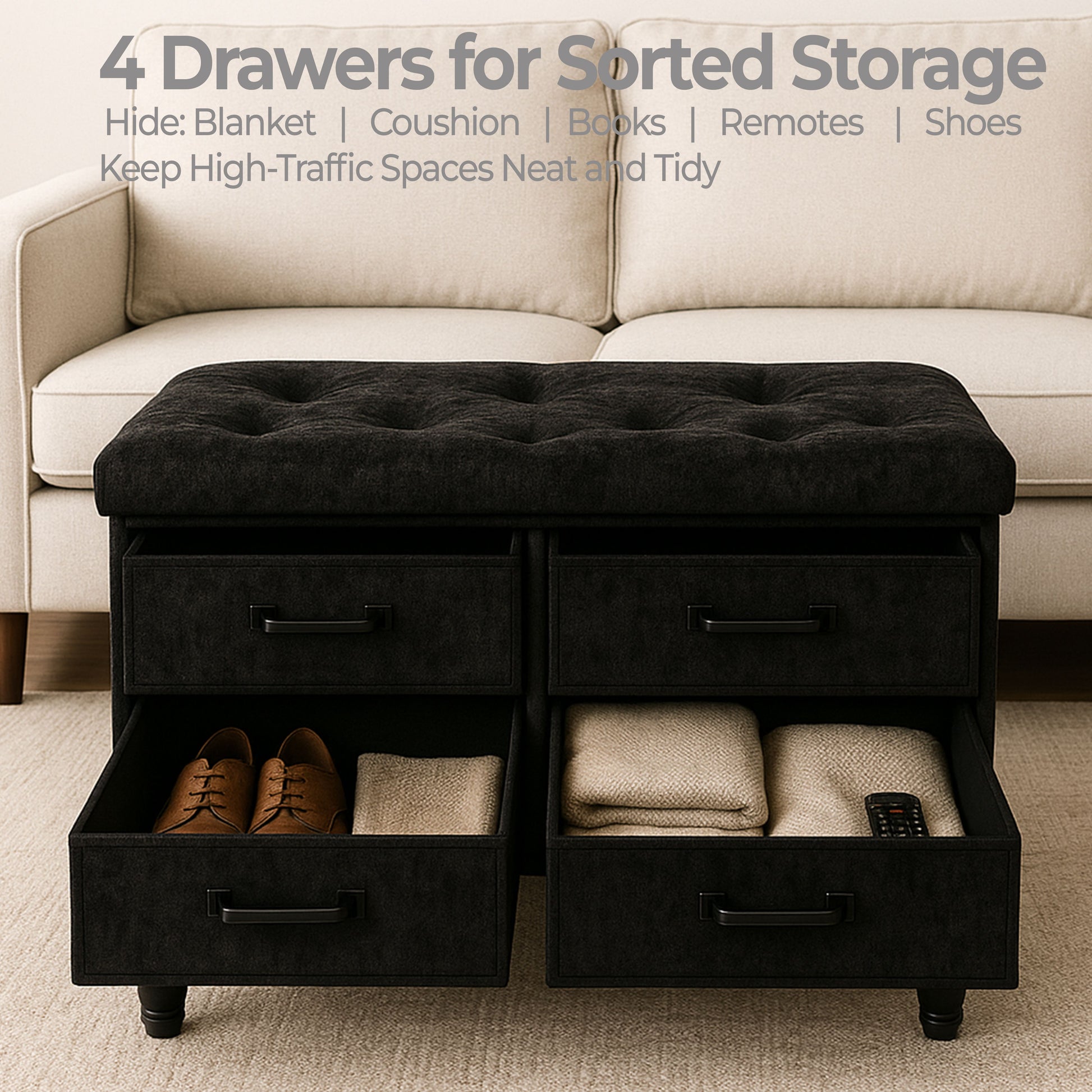 OT700 BLACK OTTOMAN