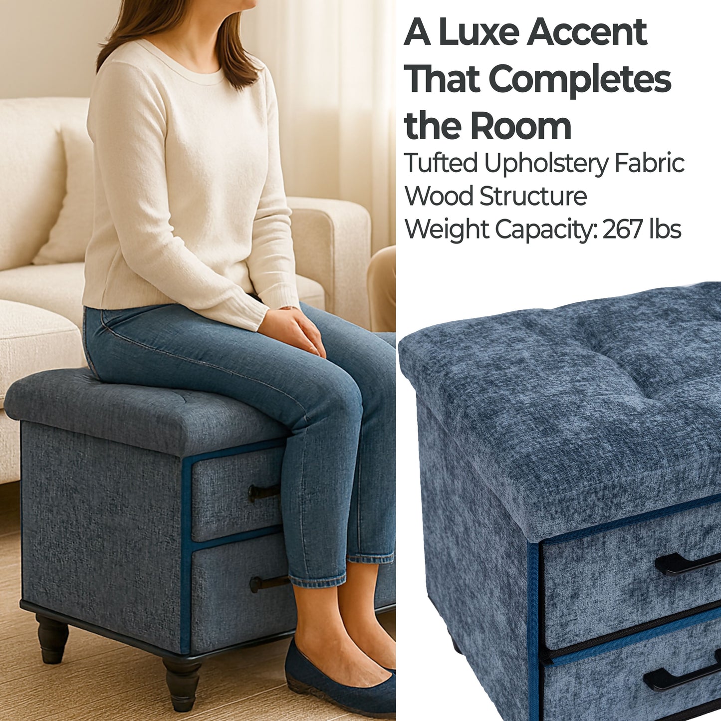 OT700 BLUE OTTOMAN