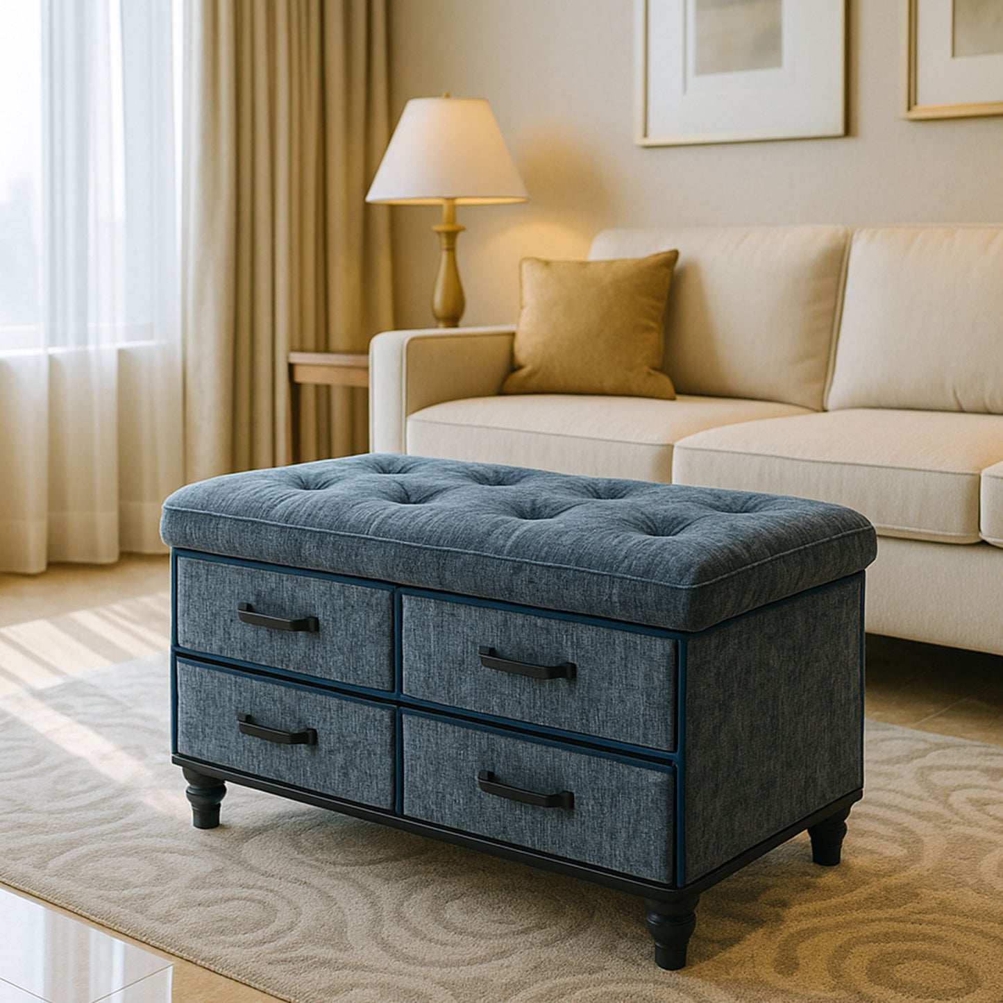 OT700 BLUE OTTOMAN