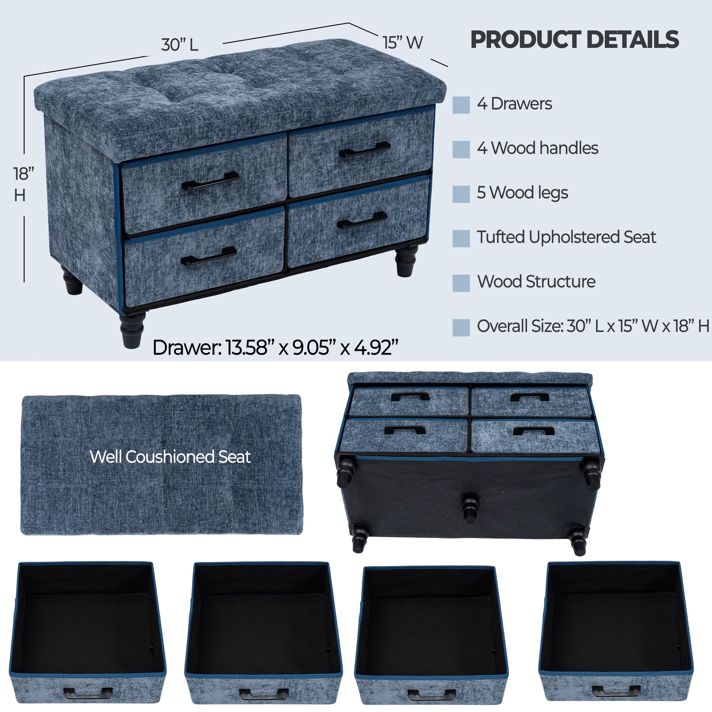 OT700 BLUE OTTOMAN