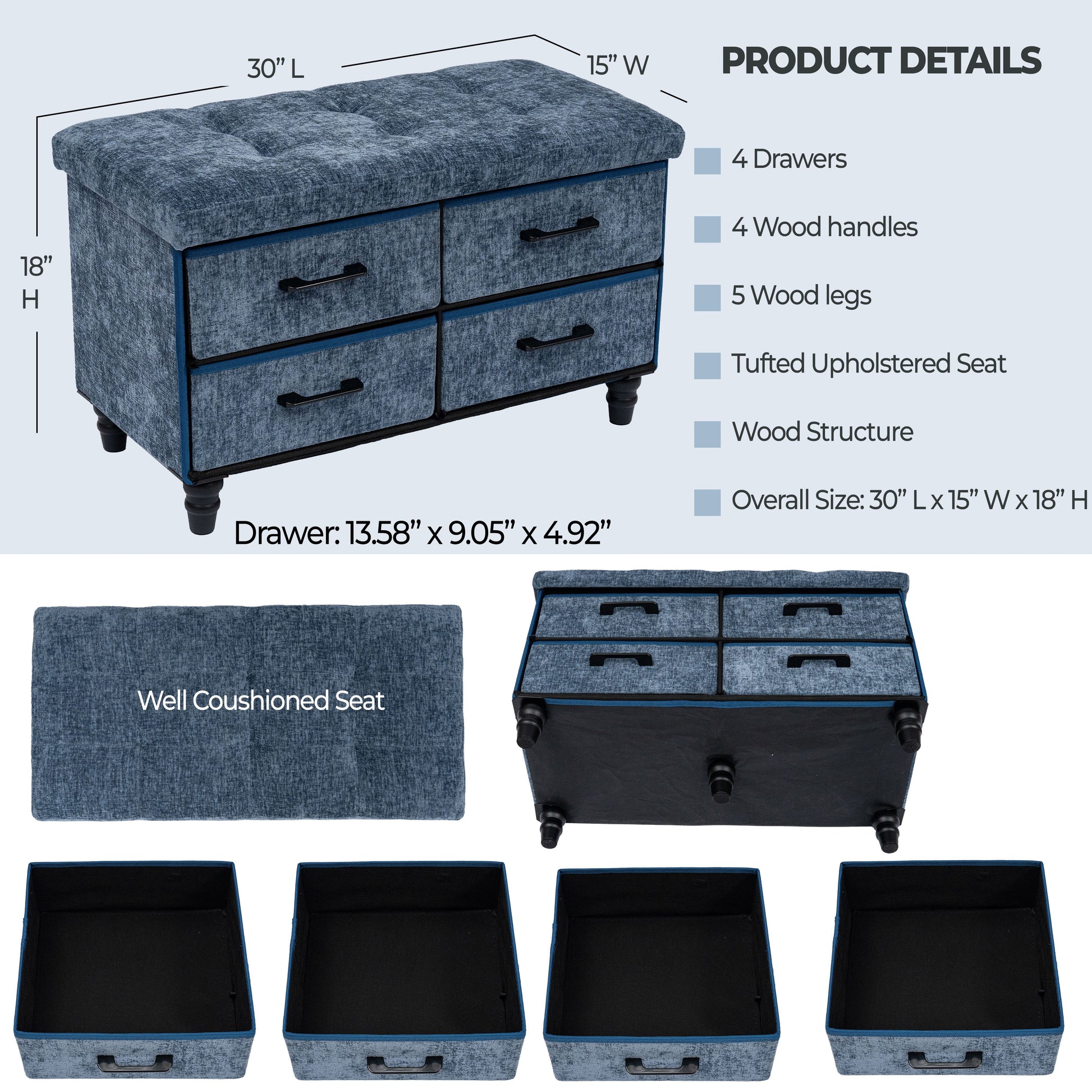 OT700 BLUE OTTOMAN