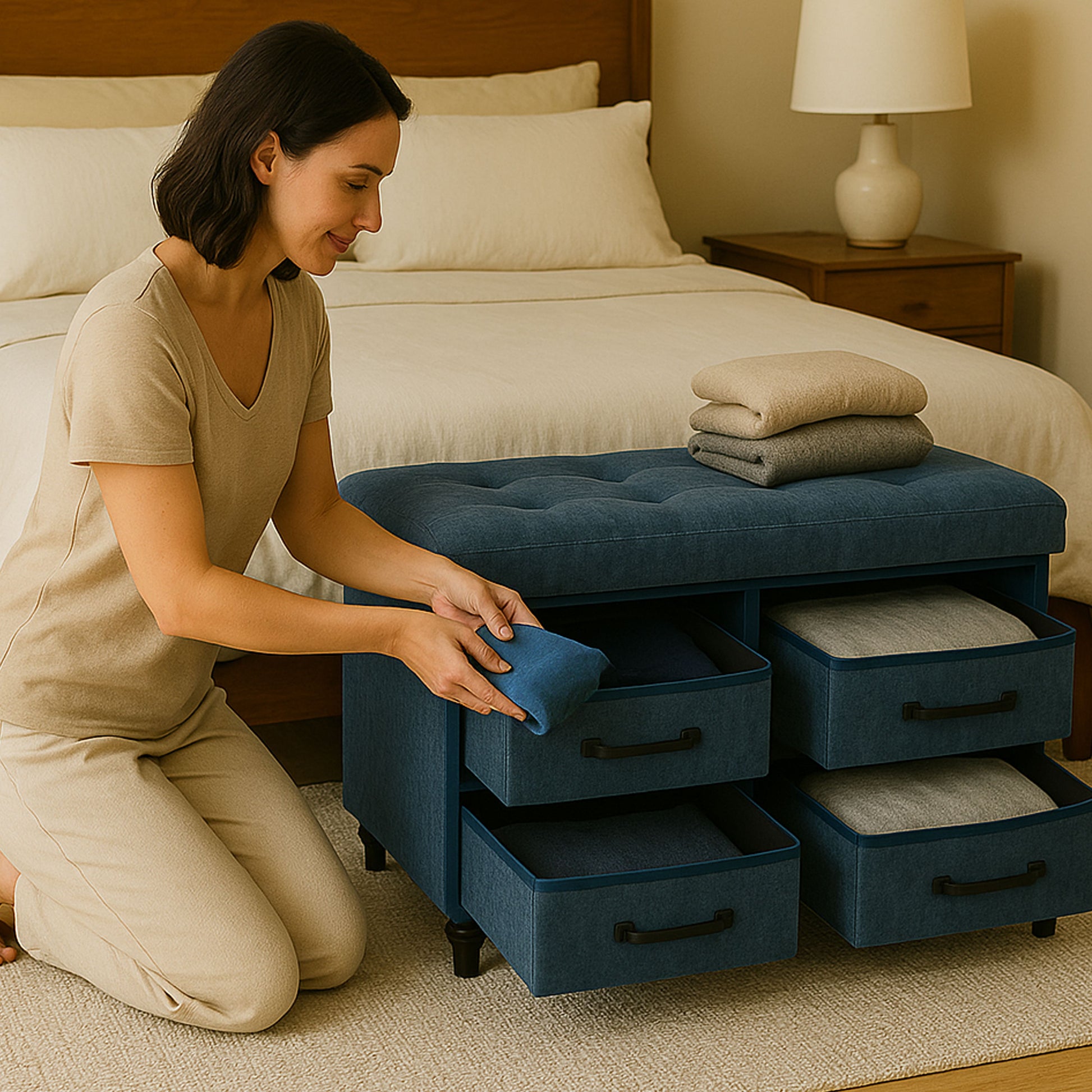OT700 BLUE OTTOMAN