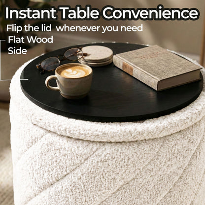 OT520 IVORY OTTOMAN