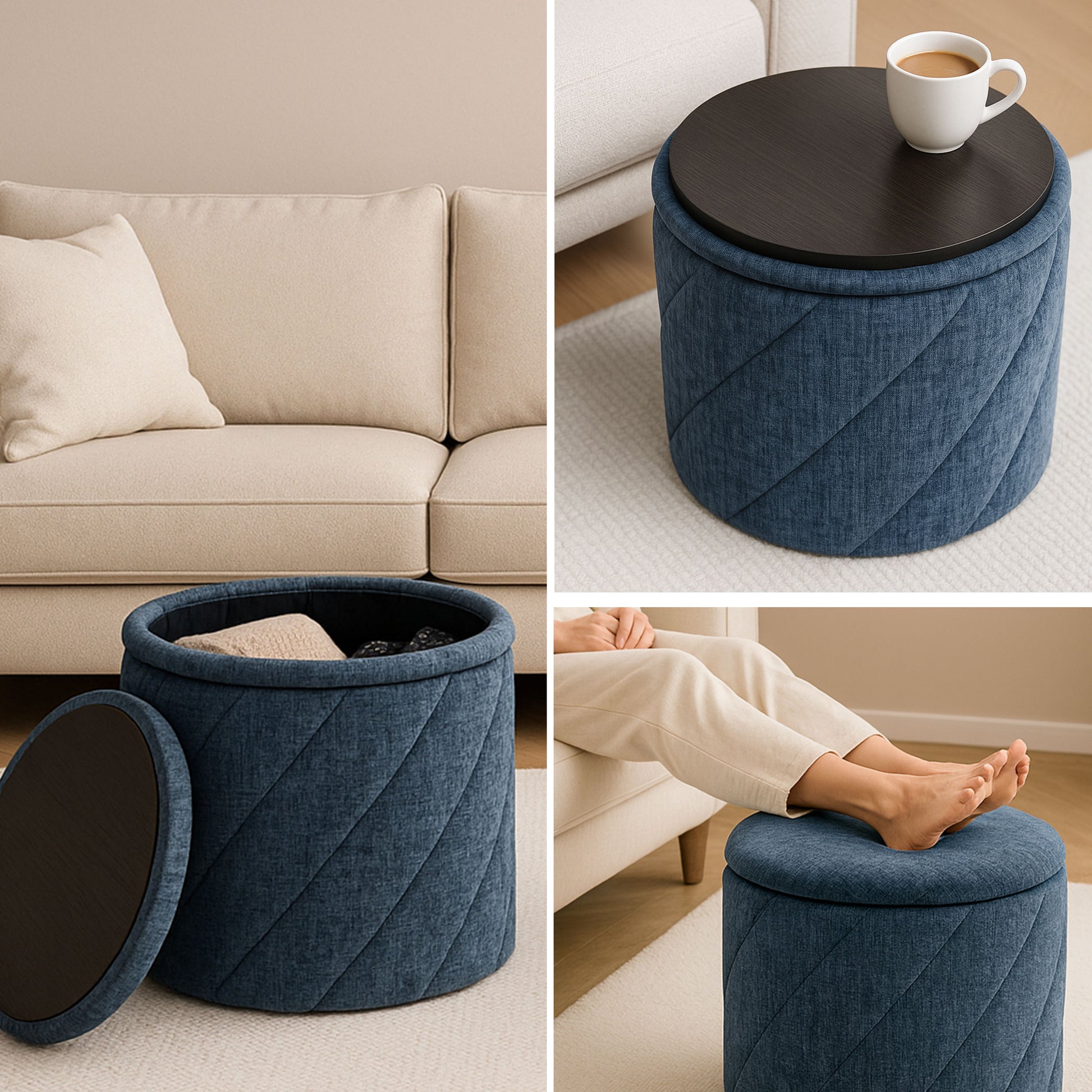 OT520 BLUE OTTOMAN