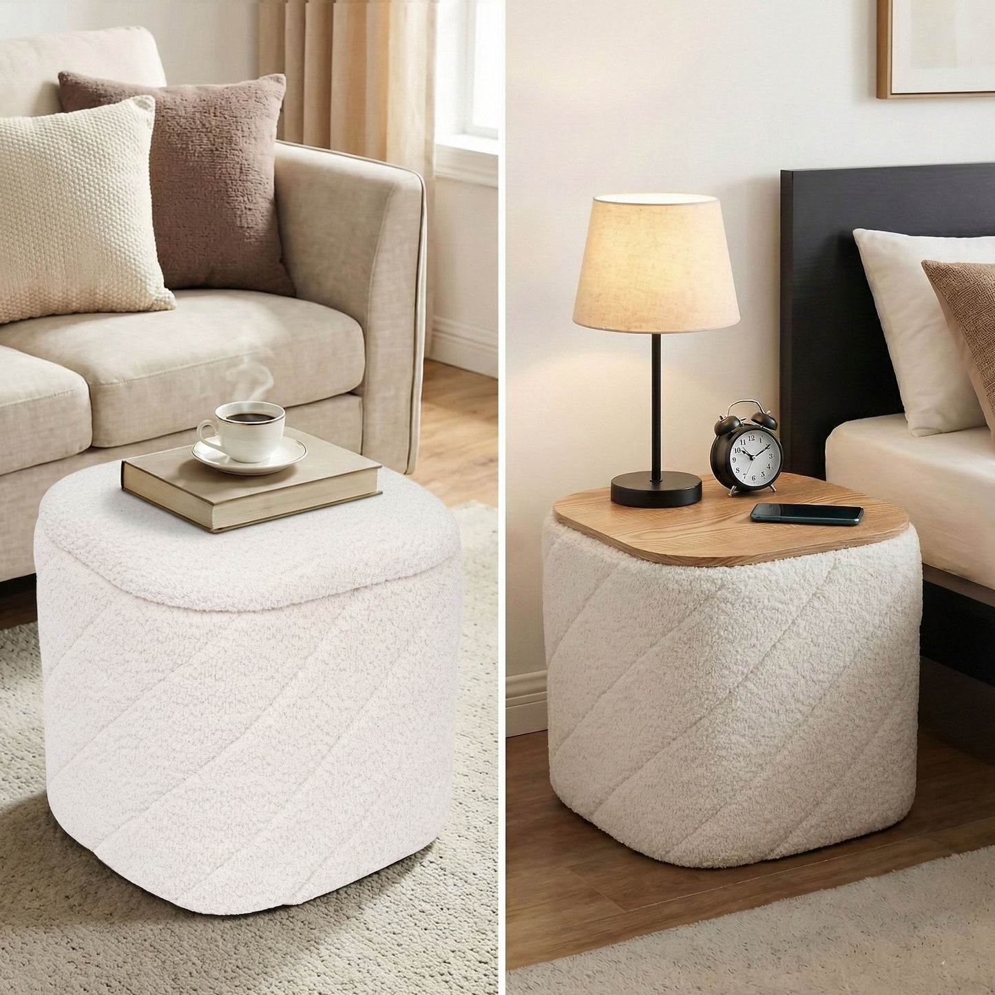 OT521 IVORY OTTOMAN