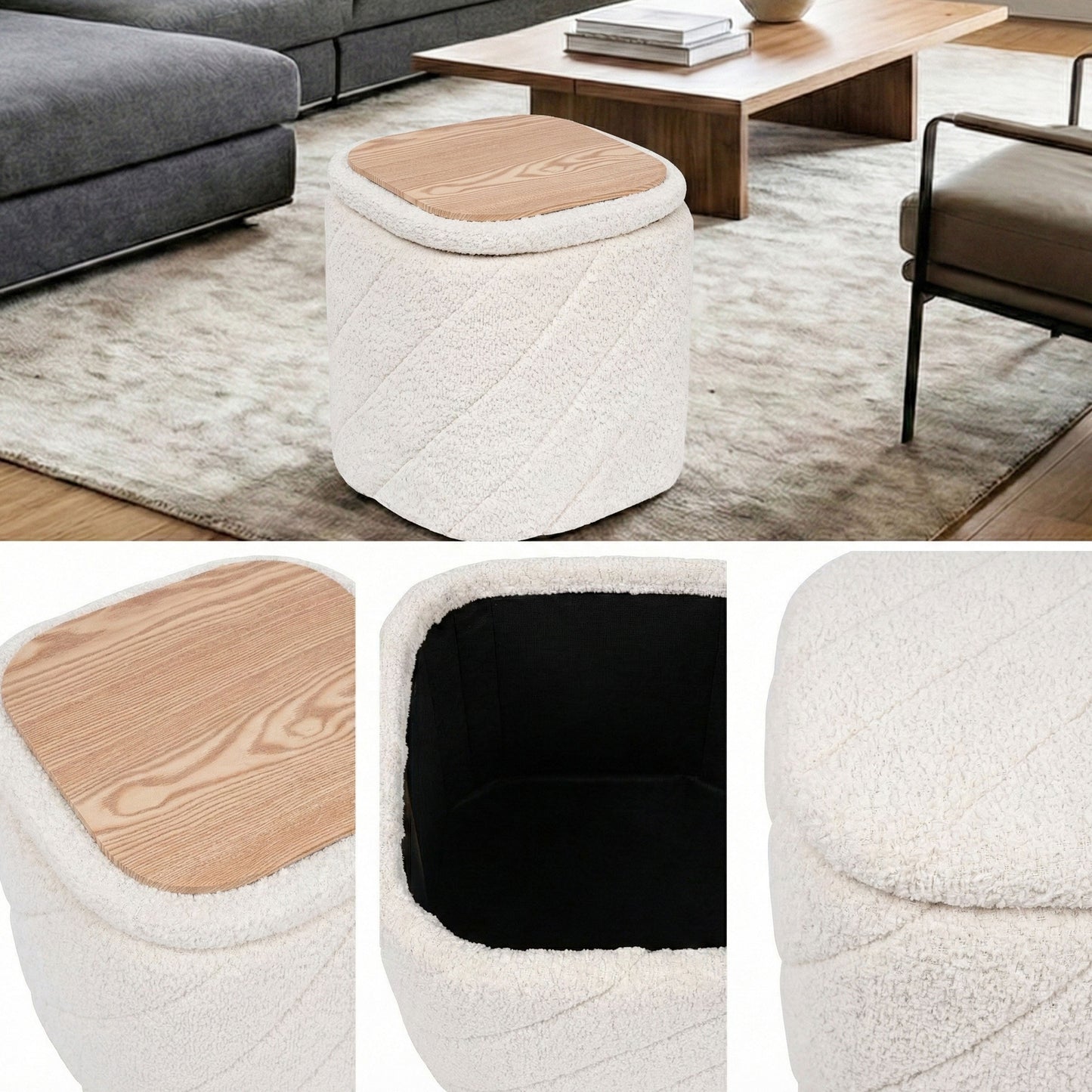 OT521 IVORY OTTOMAN