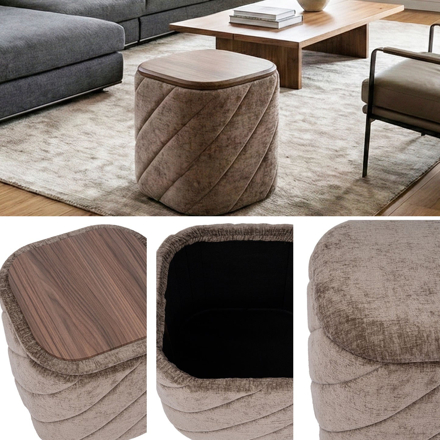 OT521 BROWN OTTOMAN