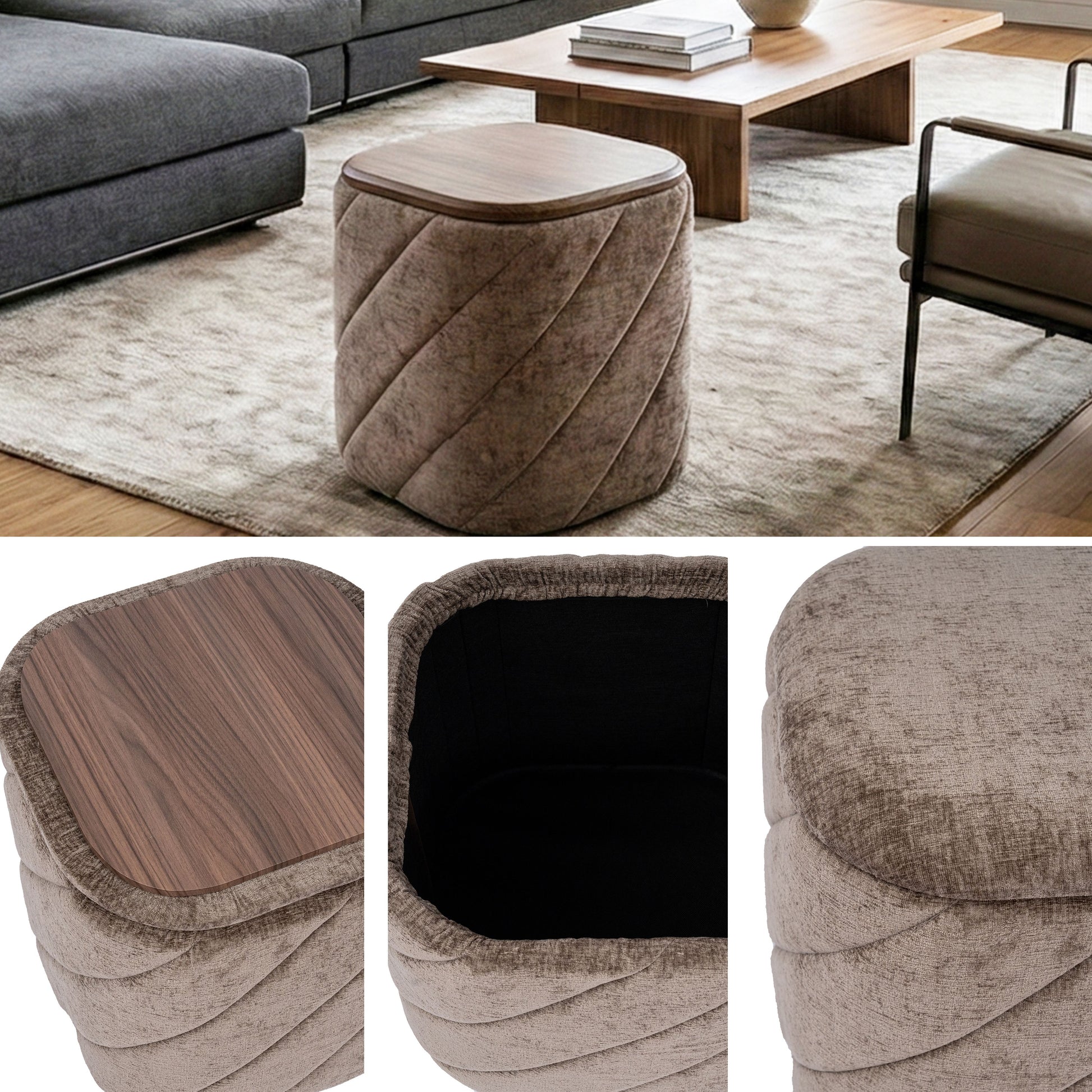 OT521 BROWN OTTOMAN