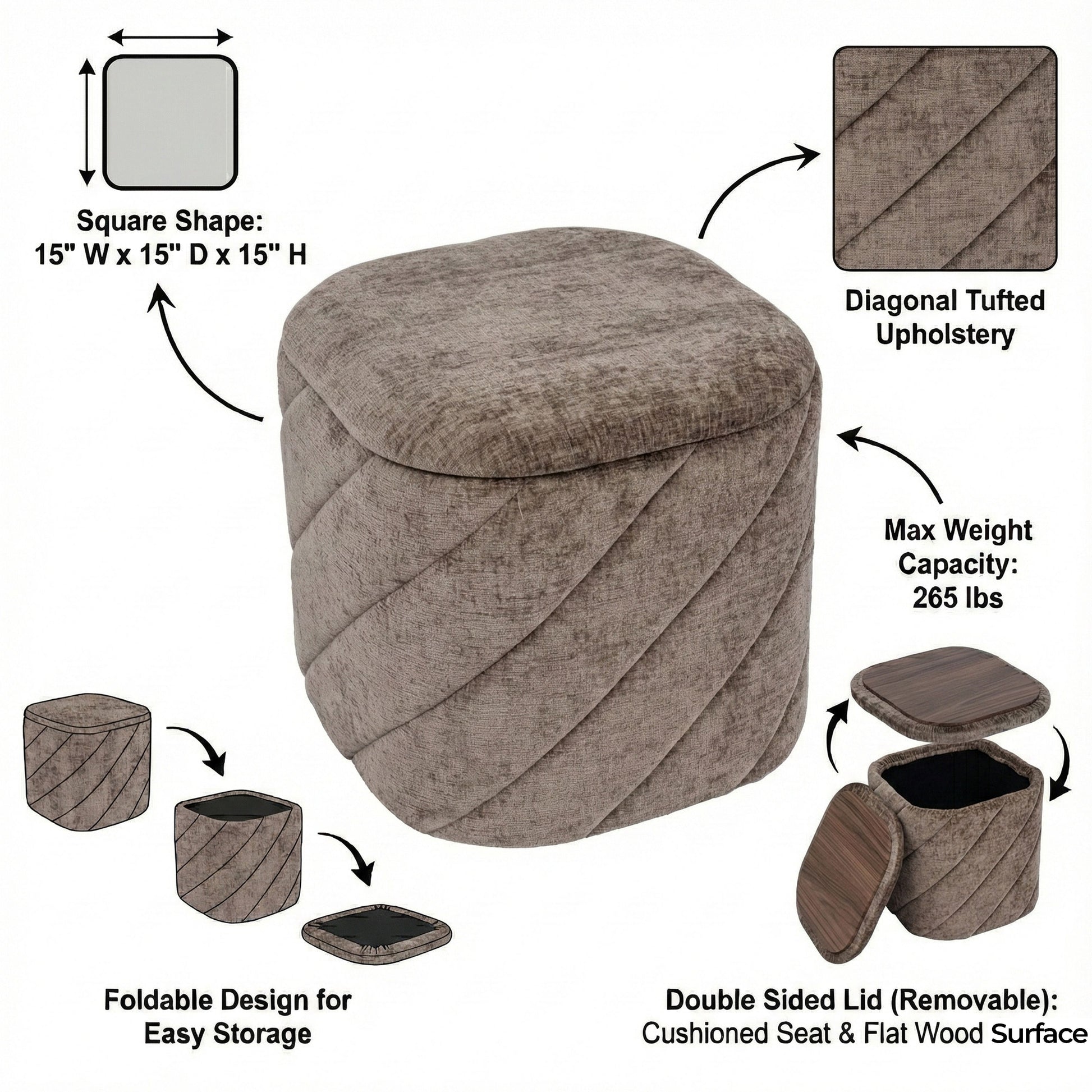 OT521 BROWN OTTOMAN