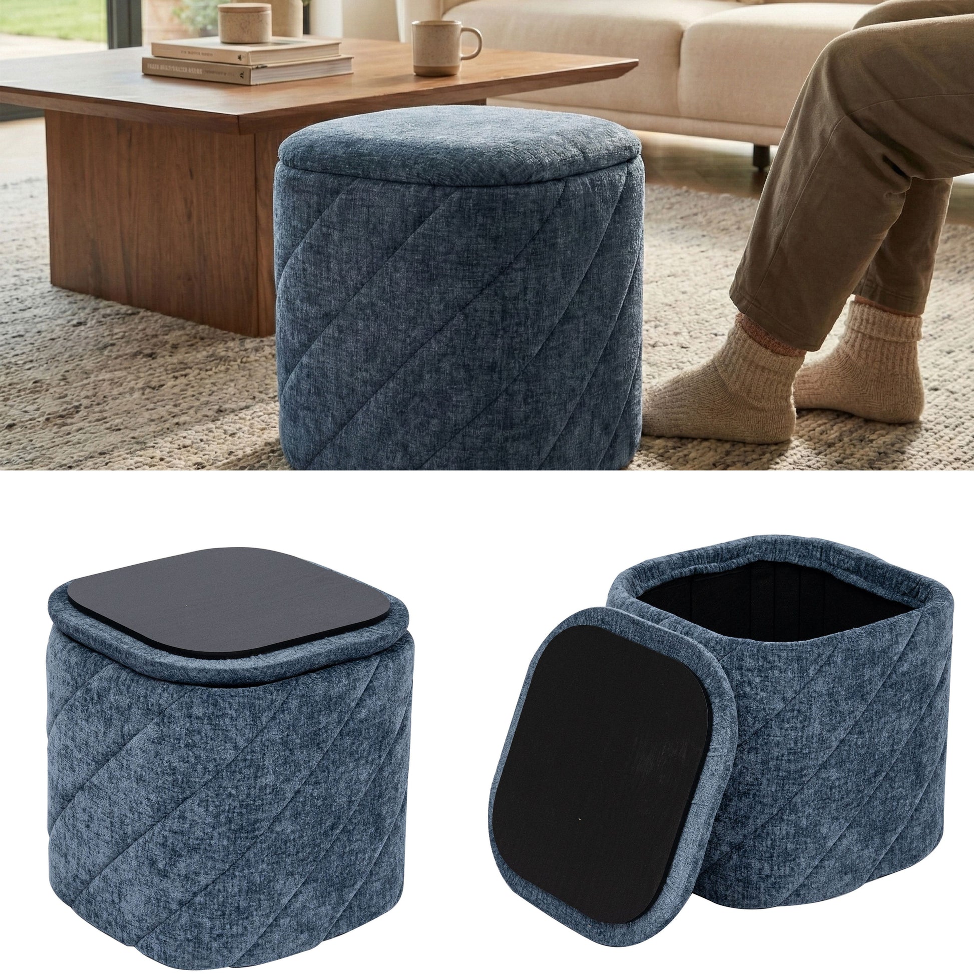 OT521 BLUE OTTOMAN