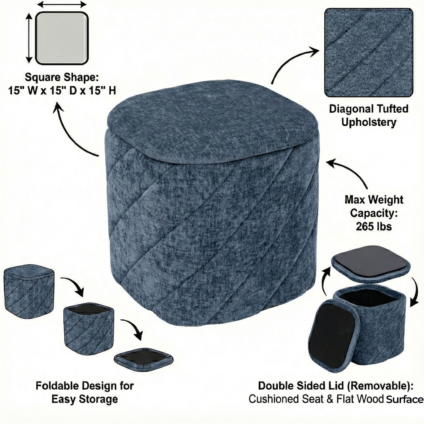 OT521 BLUE OTTOMAN