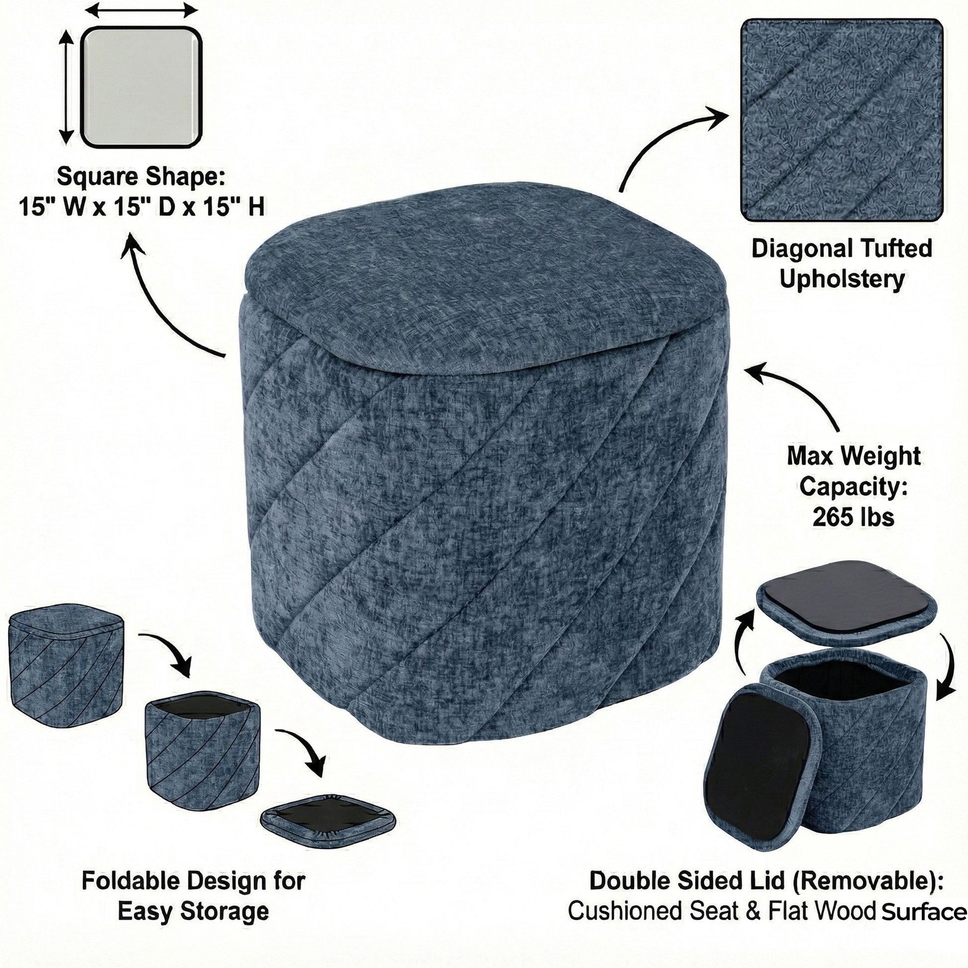 OT521 BLUE OTTOMAN