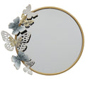 Butterfly Accent Round Wall Mirror - 28" Decorative Metal Mirror