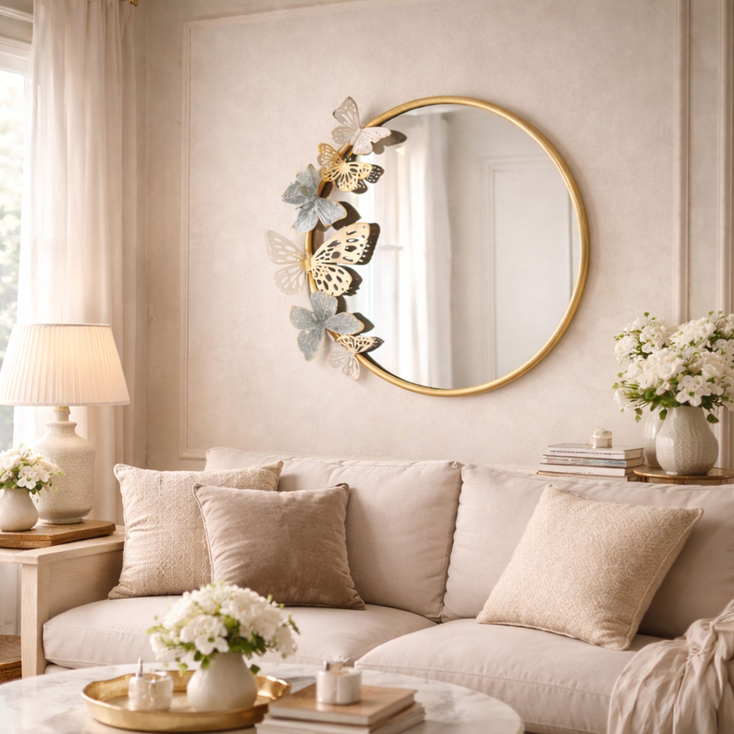 MDC501 BUTTERFLY GOLD DECOR MIRROR METAL WALL