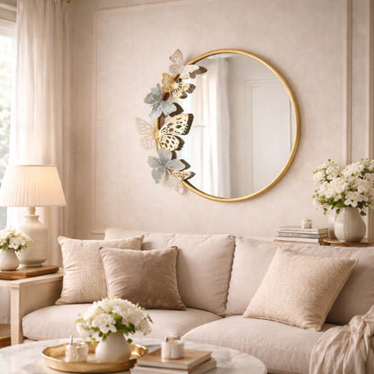 MDC501 BUTTERFLY GOLD DECOR MIRROR METAL WALL