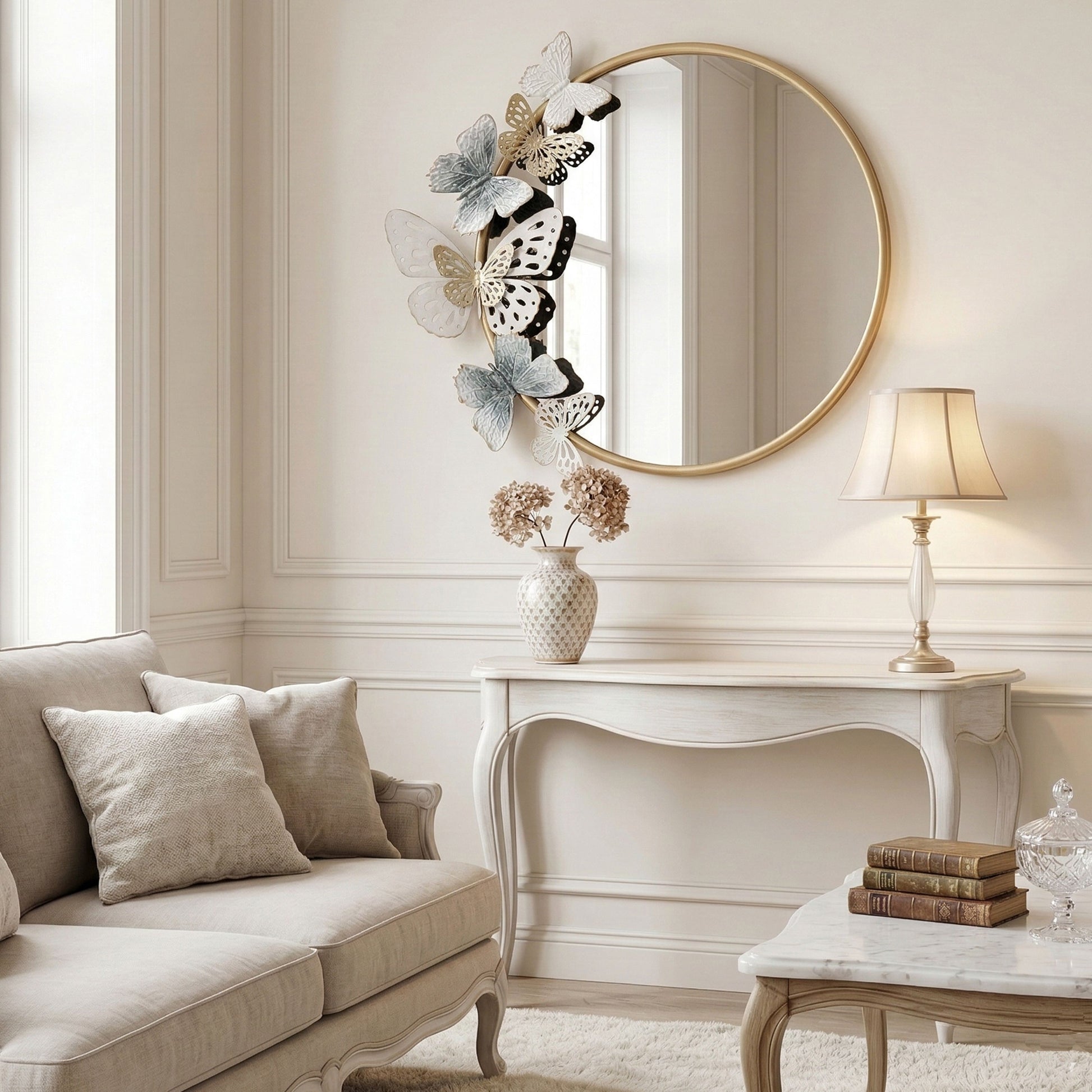 MDC501 BUTTERFLY GOLD DECOR MIRROR METAL WALL