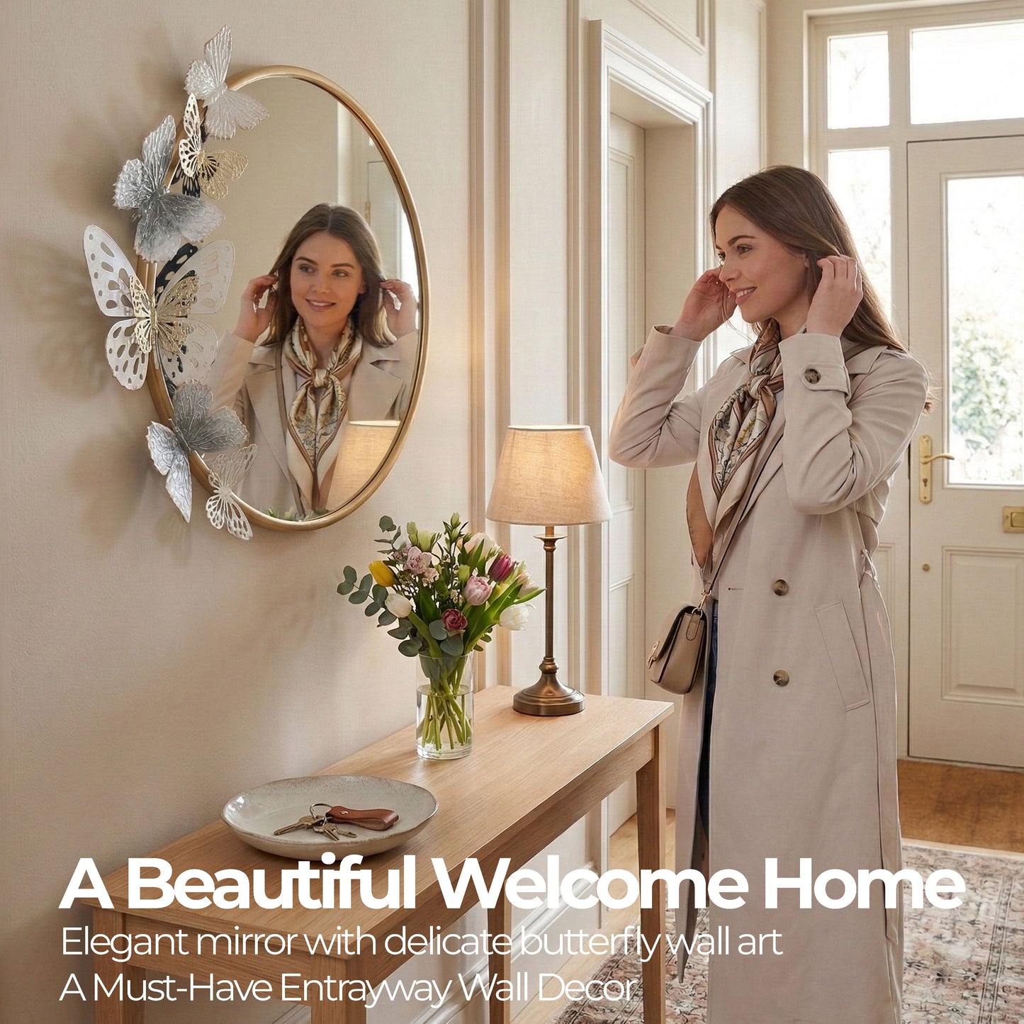 MDC501 BUTTERFLY GOLD DECOR MIRROR METAL WALL