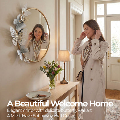 MDC501 BUTTERFLY GOLD DECOR MIRROR METAL WALL