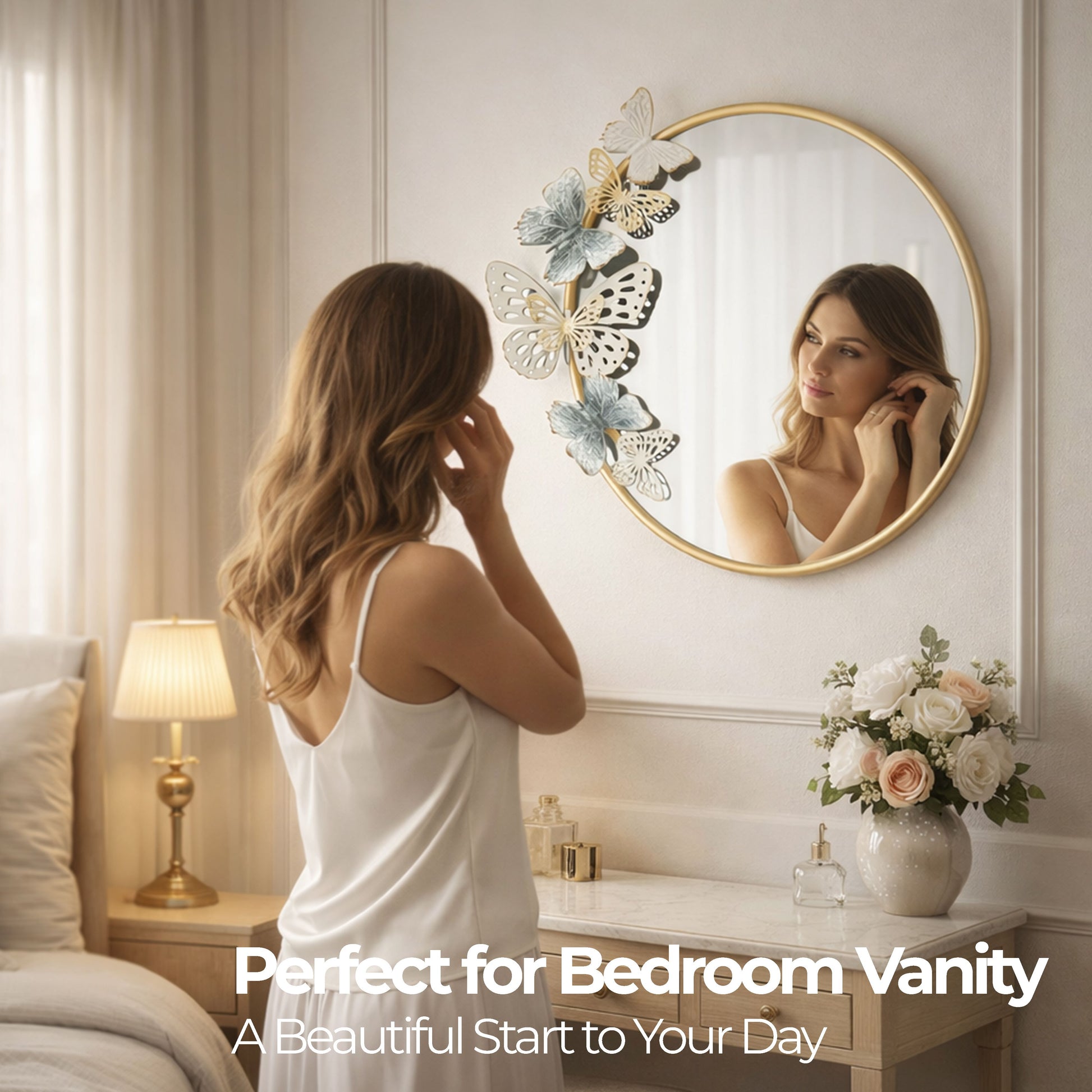 MDC501 BUTTERFLY GOLD DECOR MIRROR METAL WALL