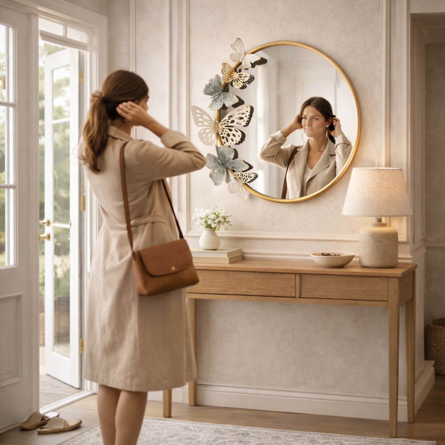 MDC501 BUTTERFLY GOLD DECOR MIRROR METAL WALL