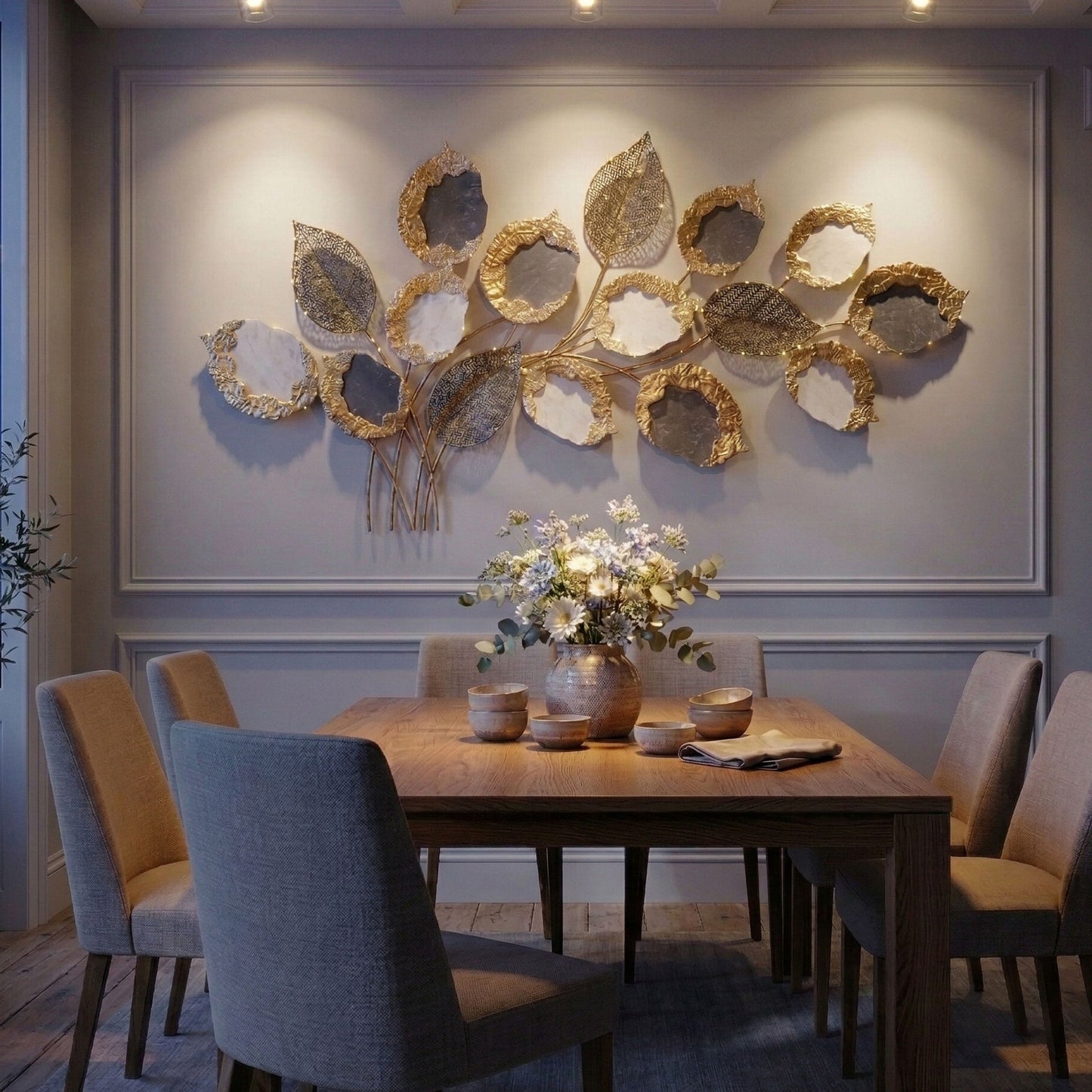 MDC507 GRAY GOLD METAL WALL DECOR