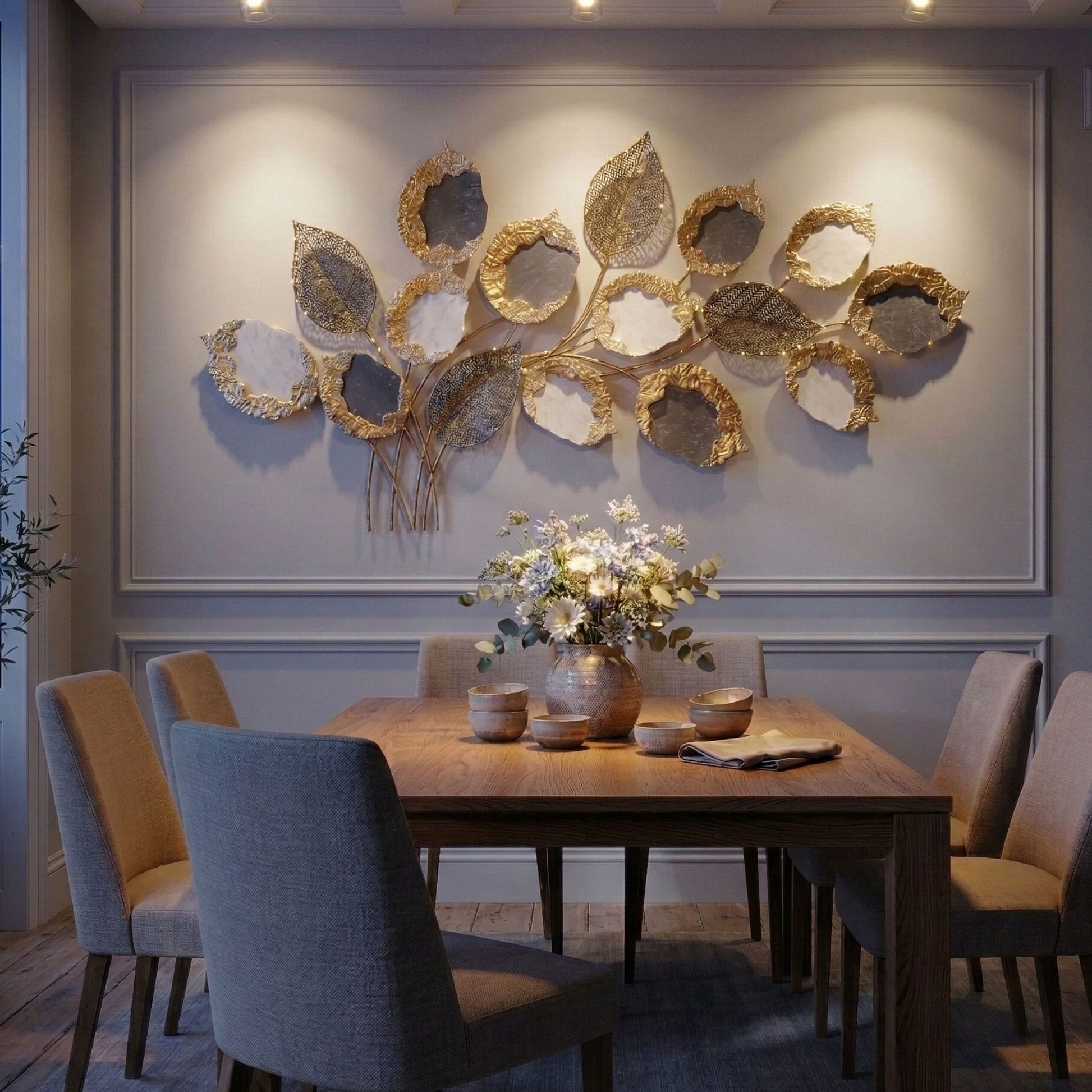 MDC507 GRAY GOLD METAL WALL DECOR