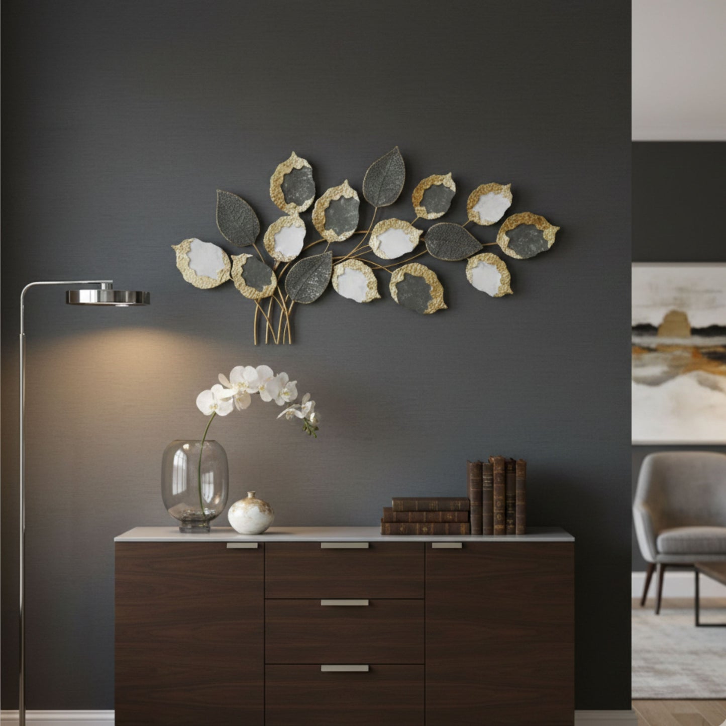 MDC507 GRAY GOLD METAL WALL DECOR