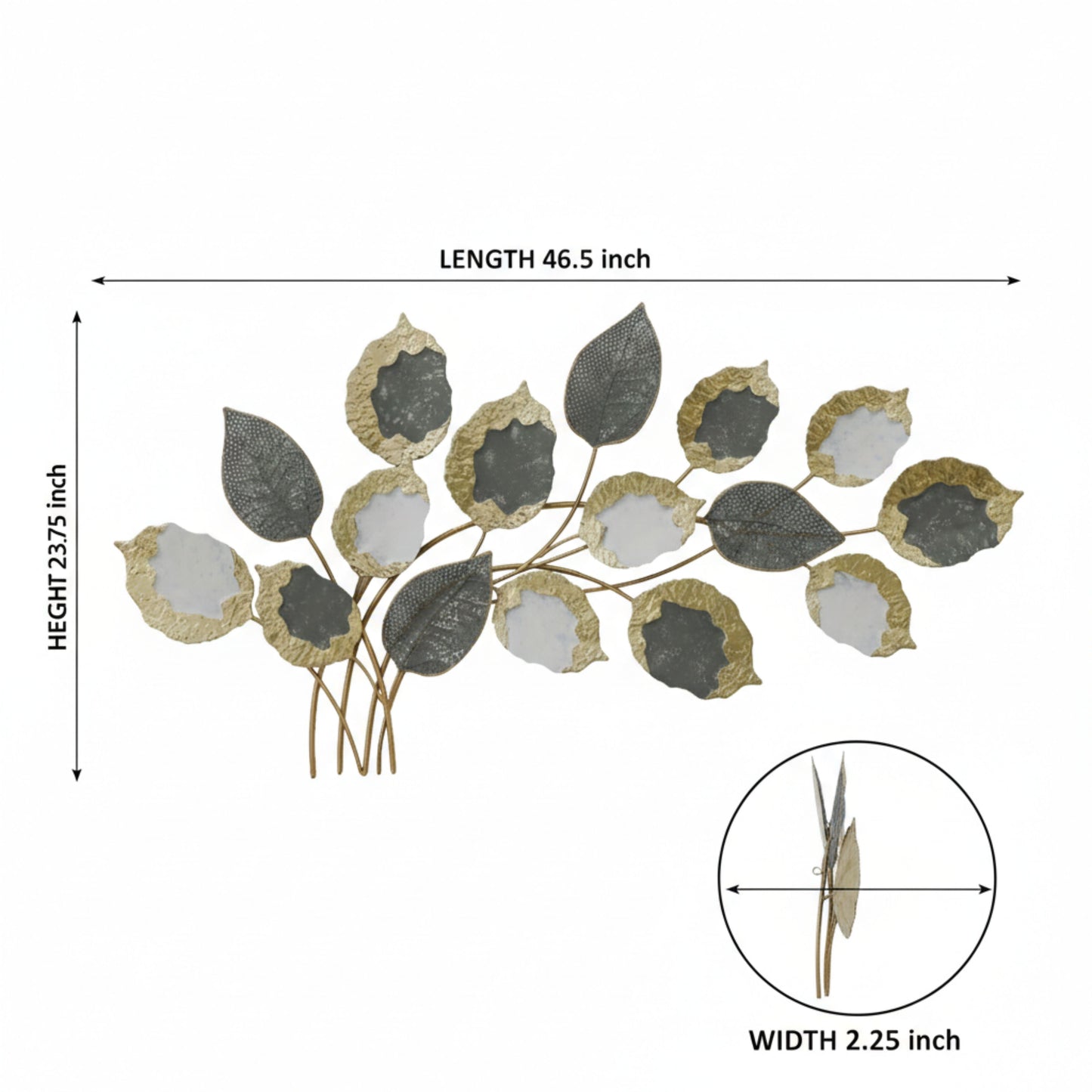 MDC507 GRAY GOLD METAL WALL DECOR
