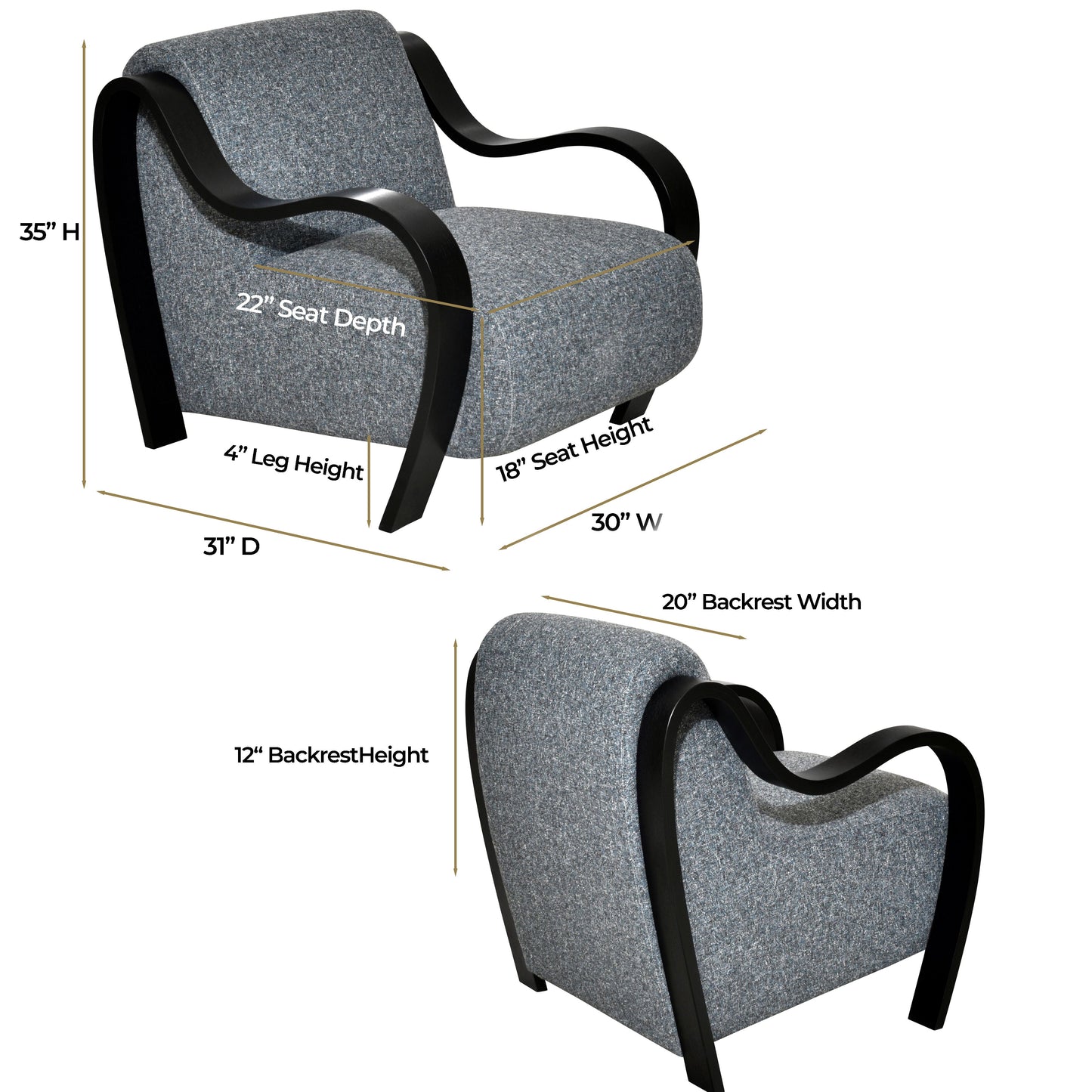 CH560 NAVYBLK ARM CHAIR